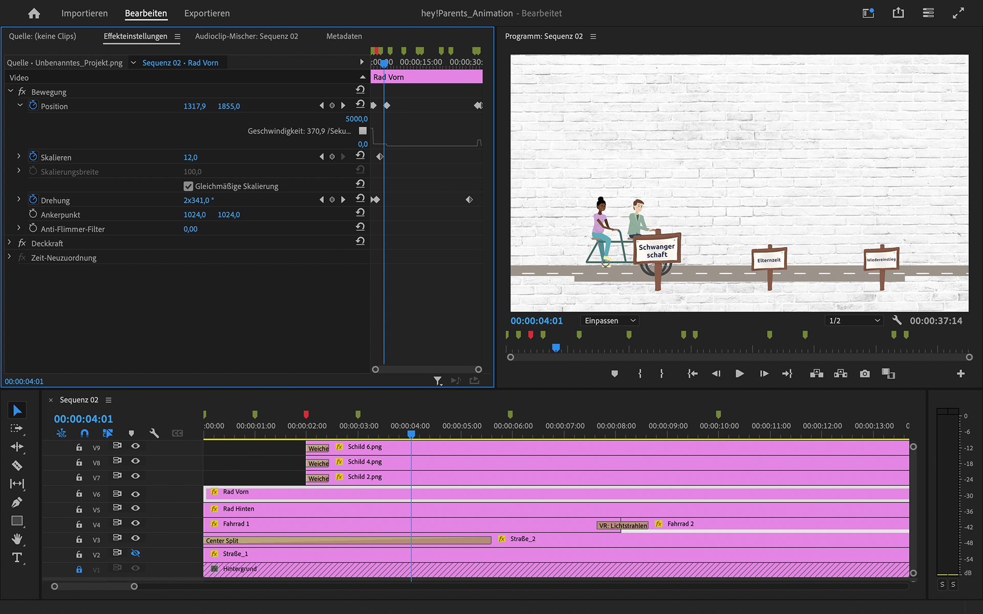 Erstellen der Animation in Adobe Premiere Pro