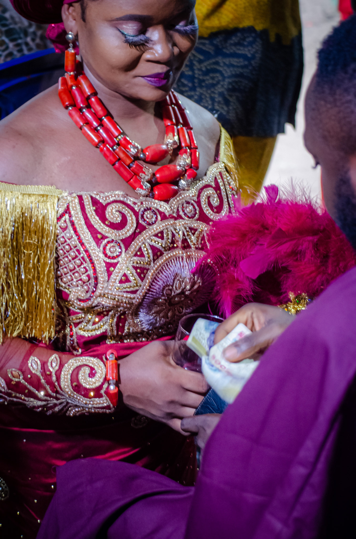 When the bride finds the groom the groom then showers her with a token of love (money) .