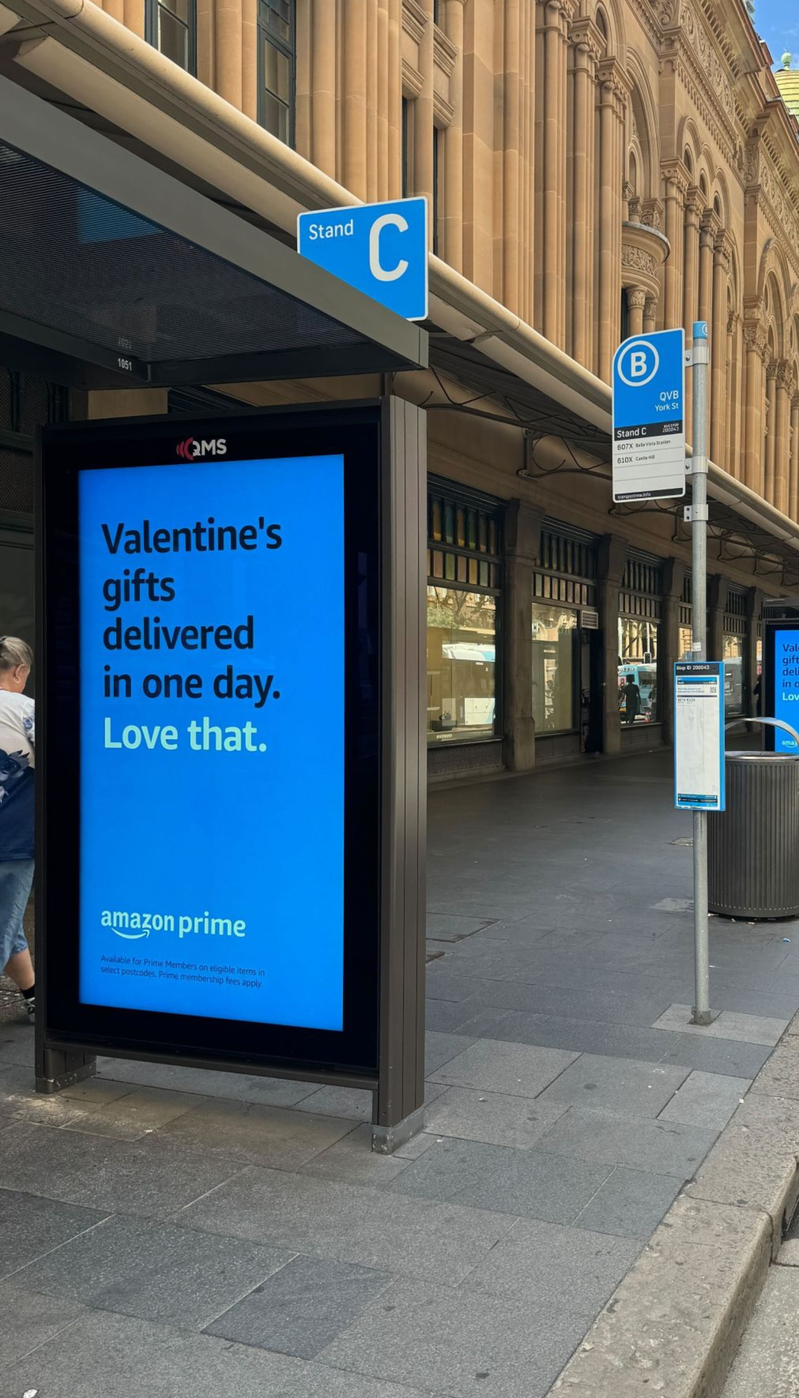 Amazon Prime Bus Shelter Digital OOH (QVB SYDNEY) - Valentines Day Campaign