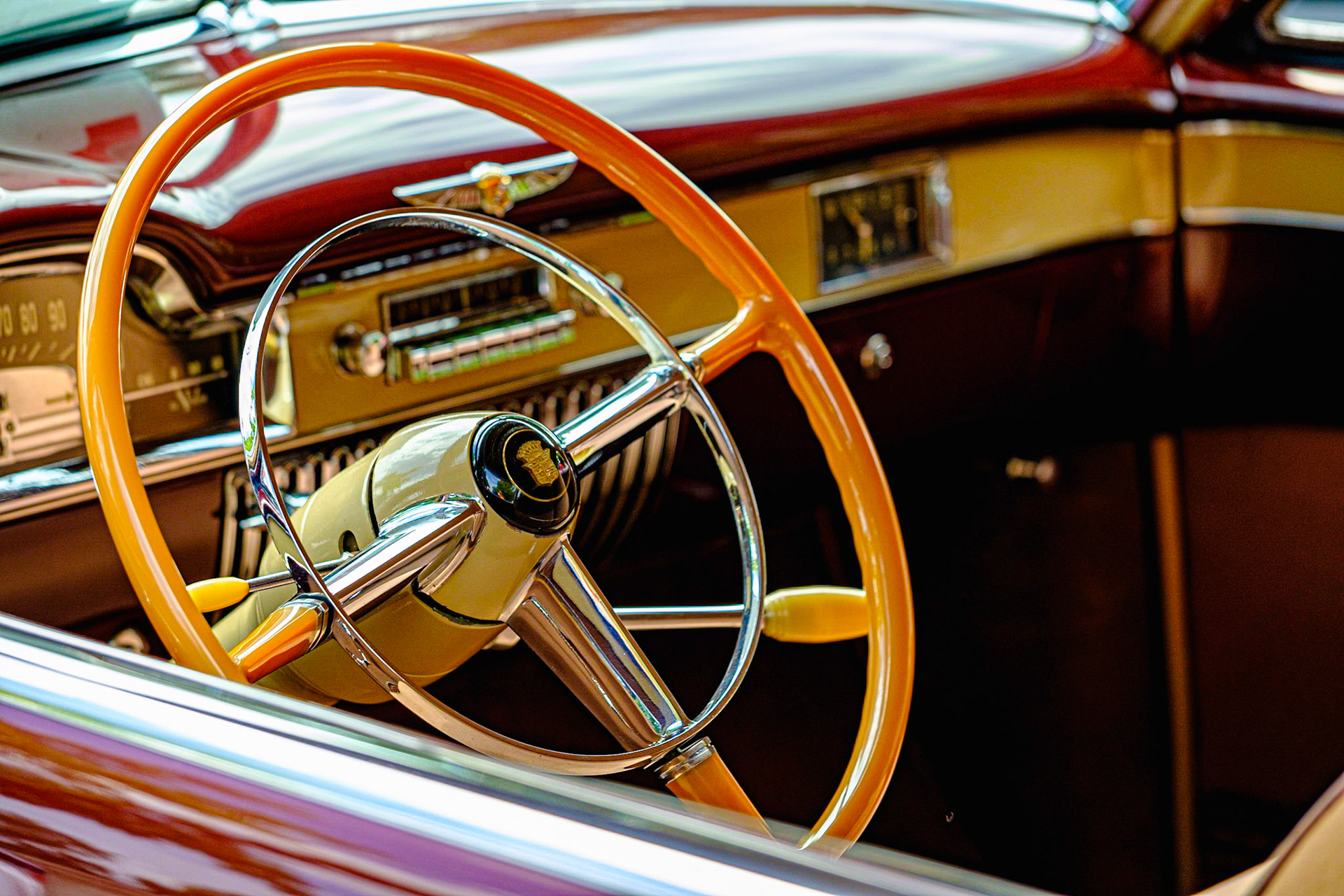 Vintage Cadillac steering wheel