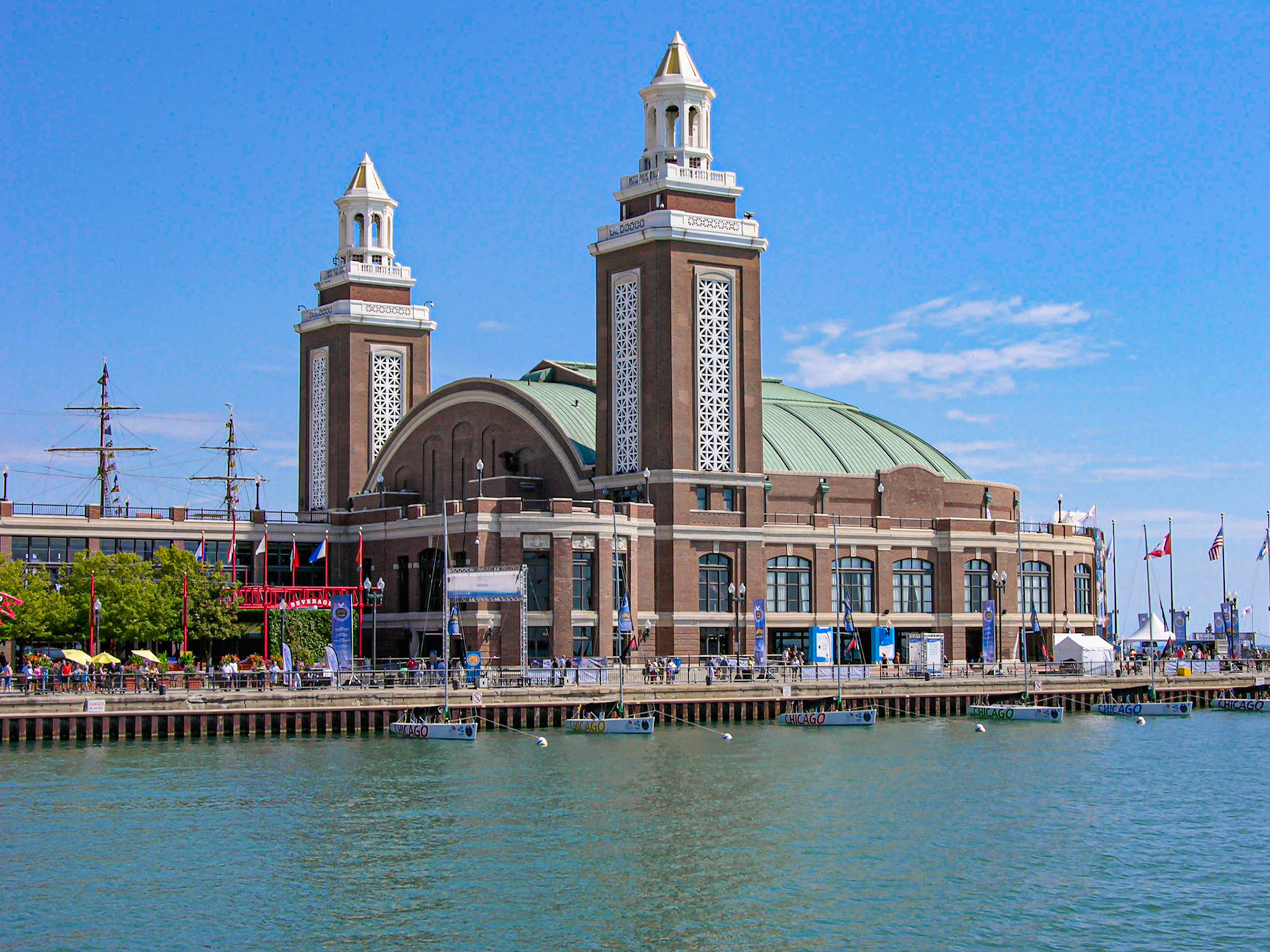 Navy Pier captured by air from boat