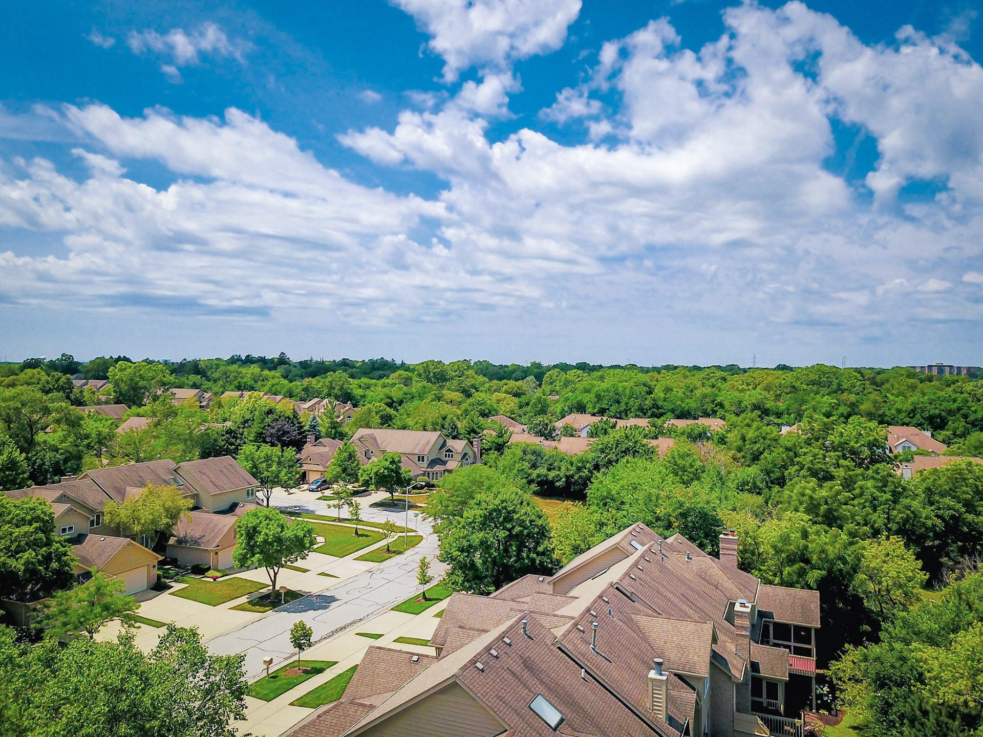 Aerial view of townhouse community