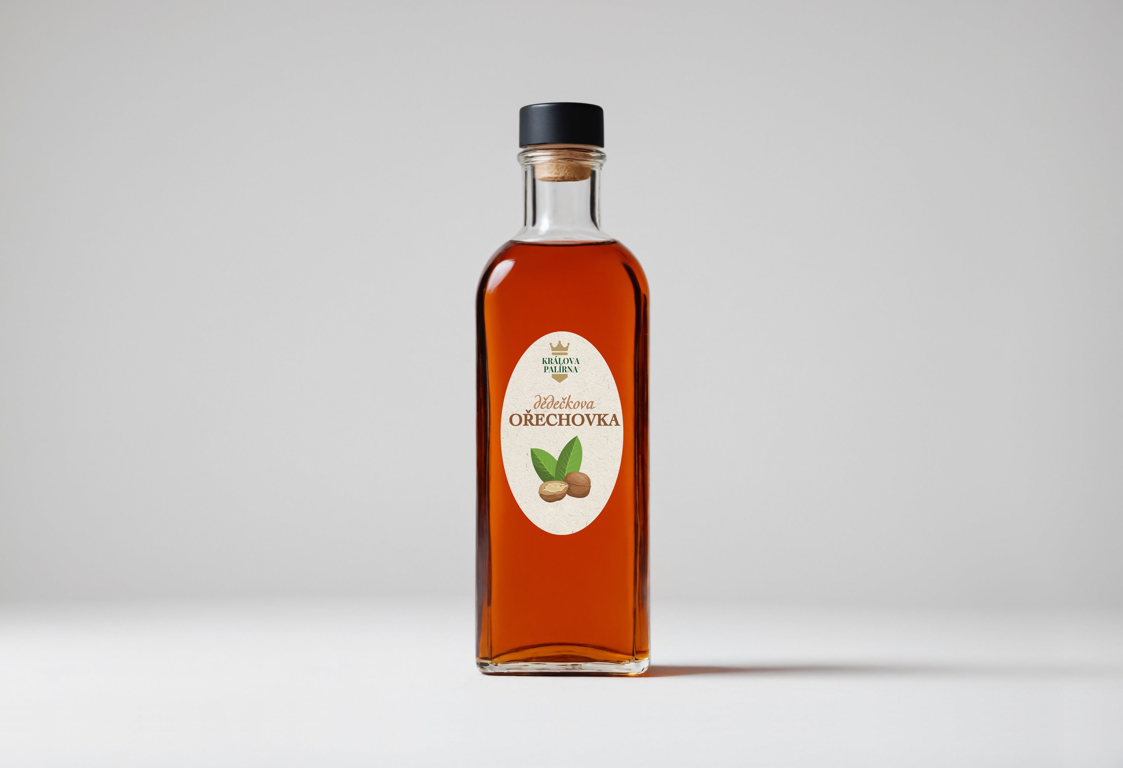 Label artwork for a traditional fruit spirit – balancing heritage with a modern twist to appeal on the shelf and in hand.
