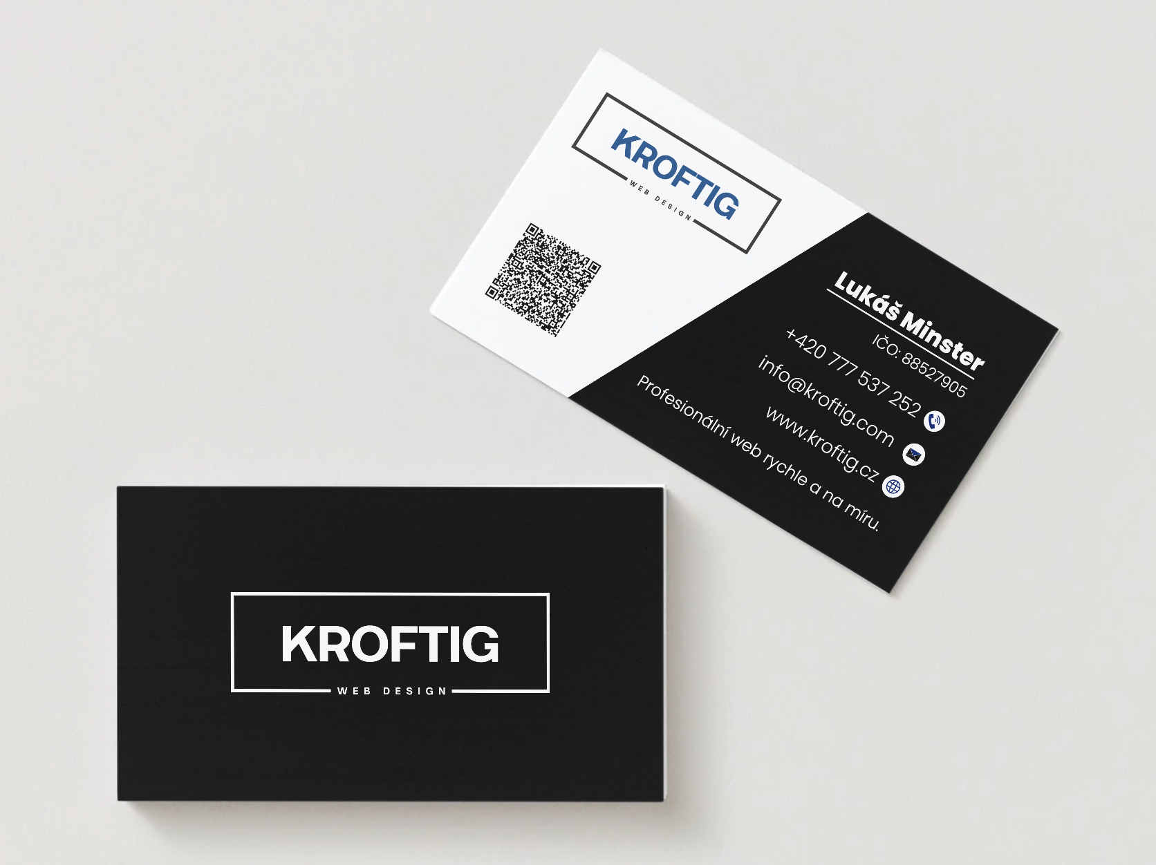 Strategy-driven business card concepts crafted for a modern web design business