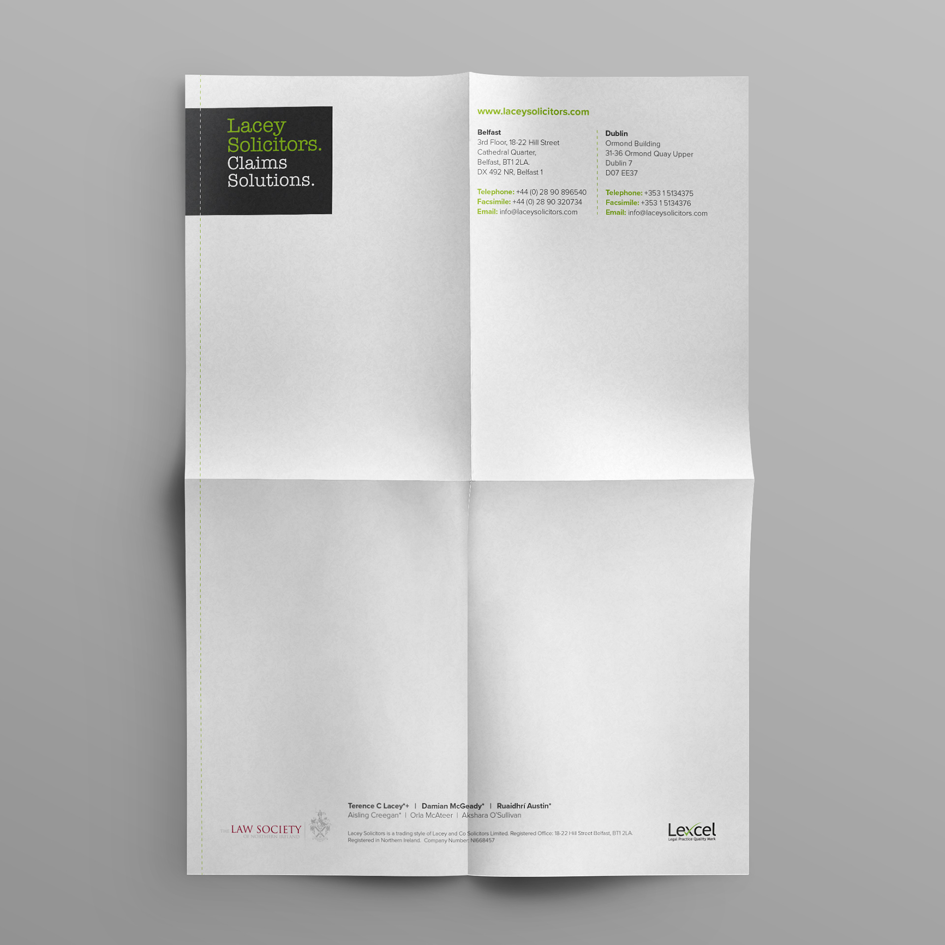 Lacey Solicitors Letterheads