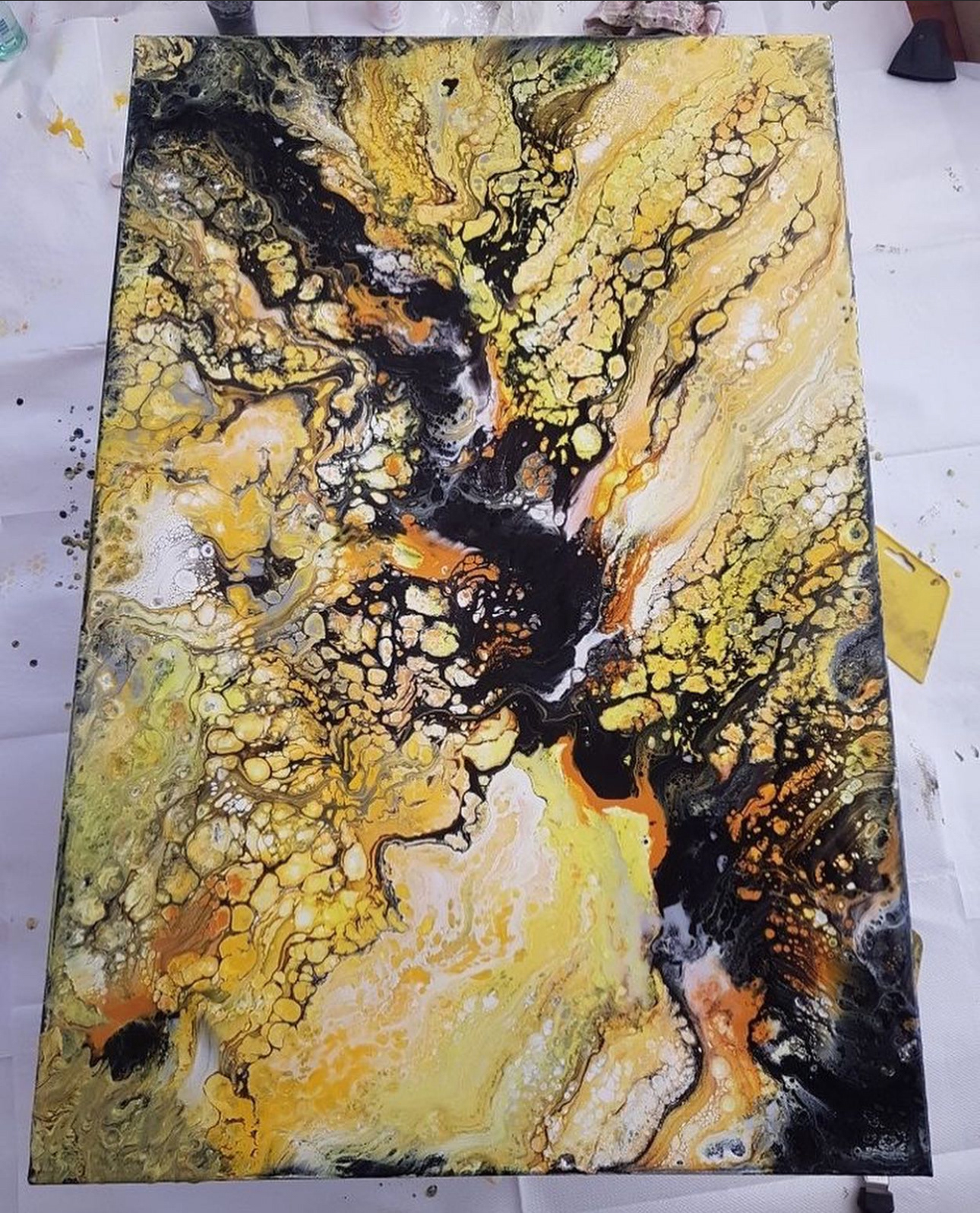 Yellow Lava - Epoxy resin on Wooed