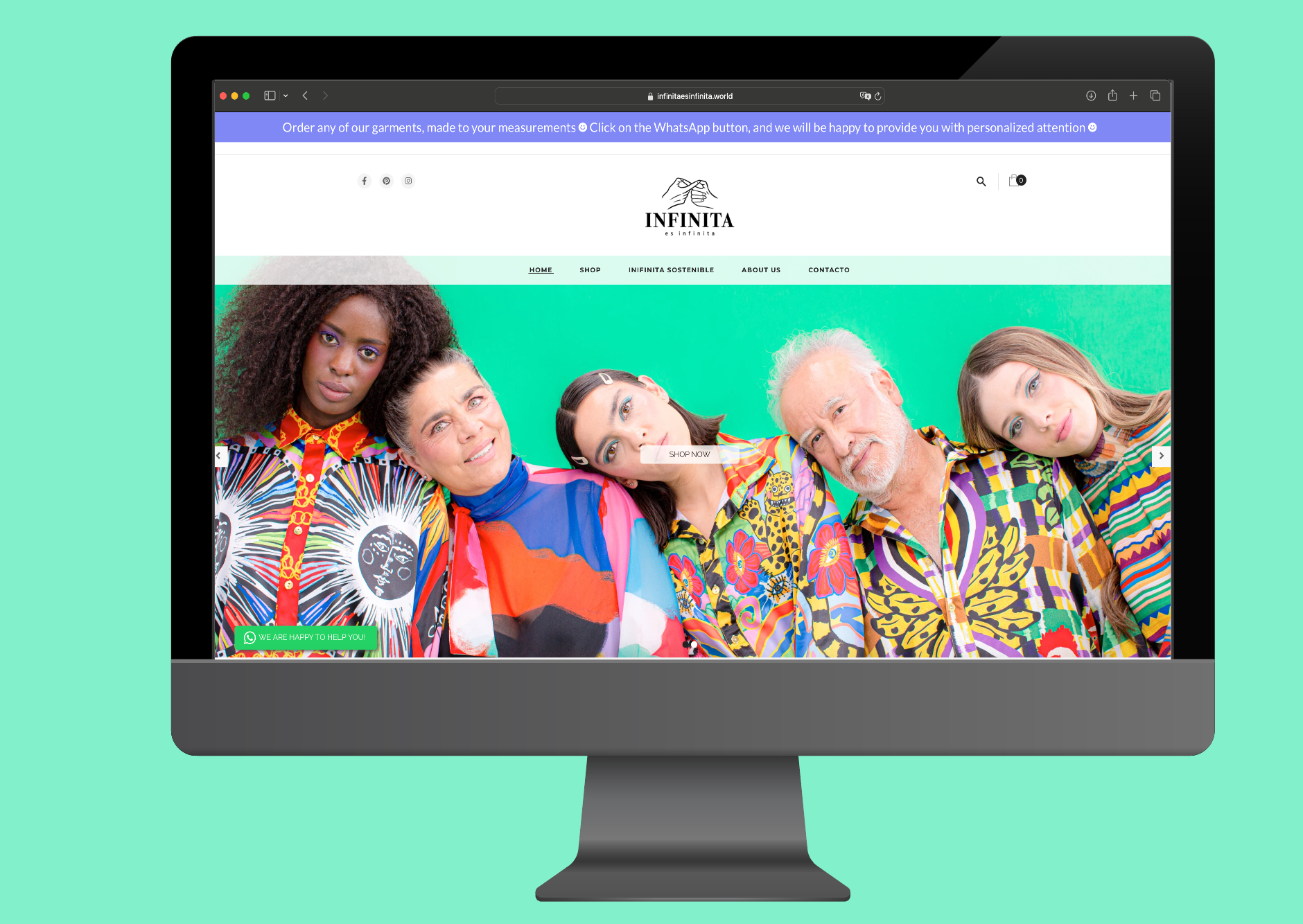Home page on desktop
