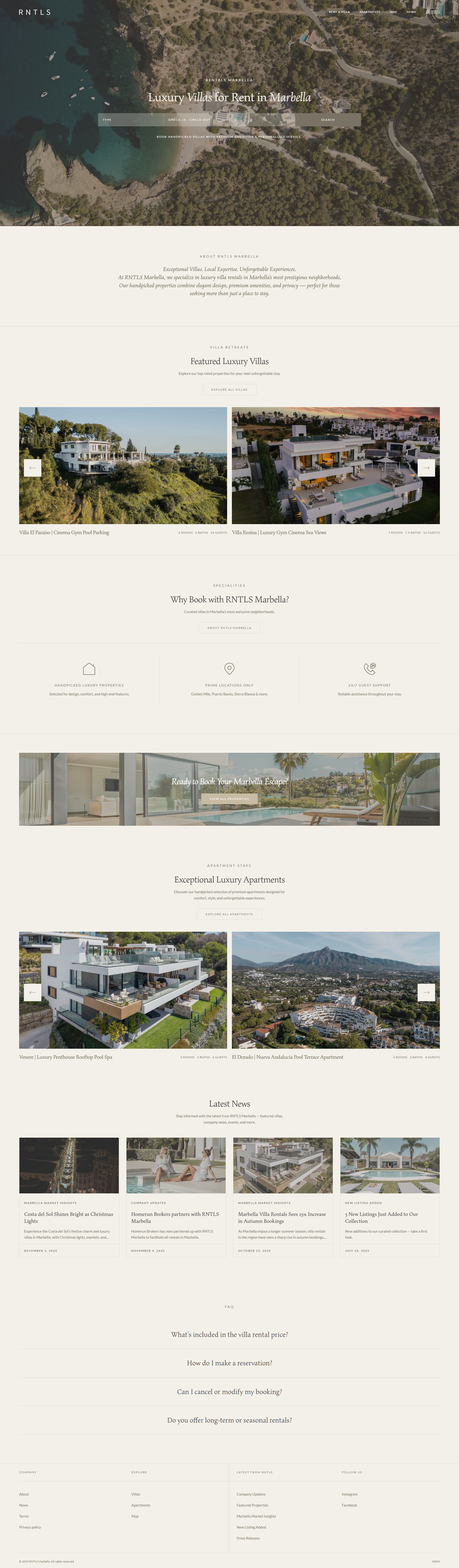 Villa Rentals Website Design