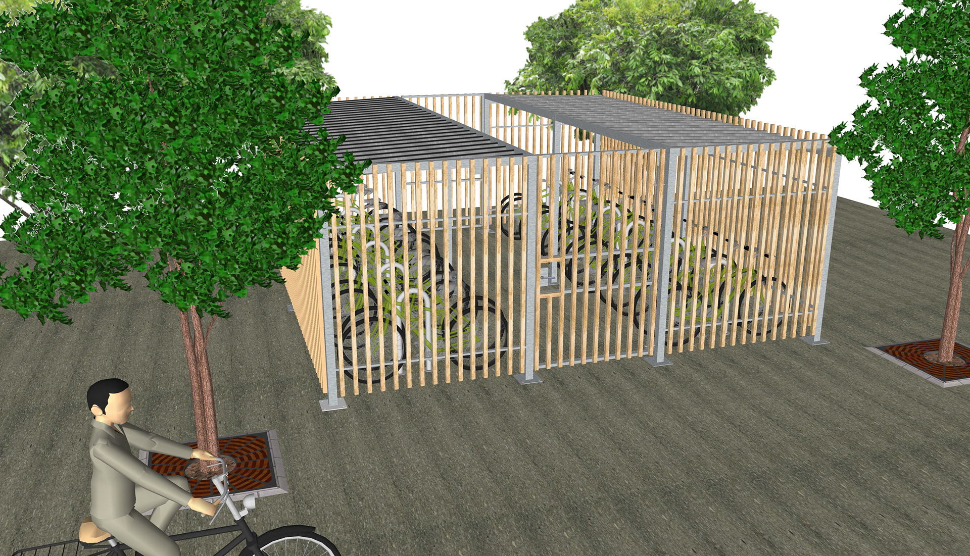 Modélisation 3D d'une consigne à vélos pour Axinov Grenoble