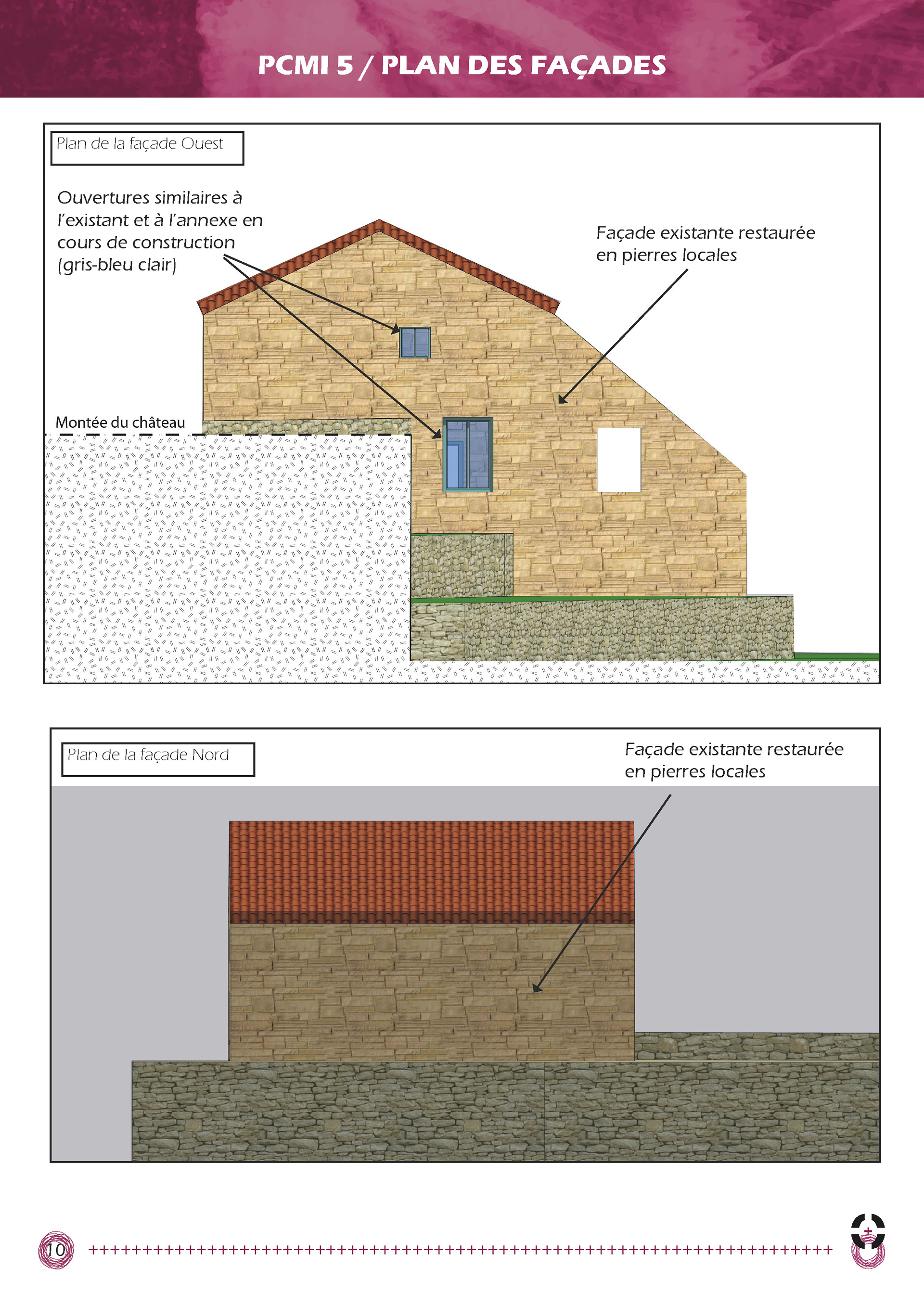 Plan des façades projetées