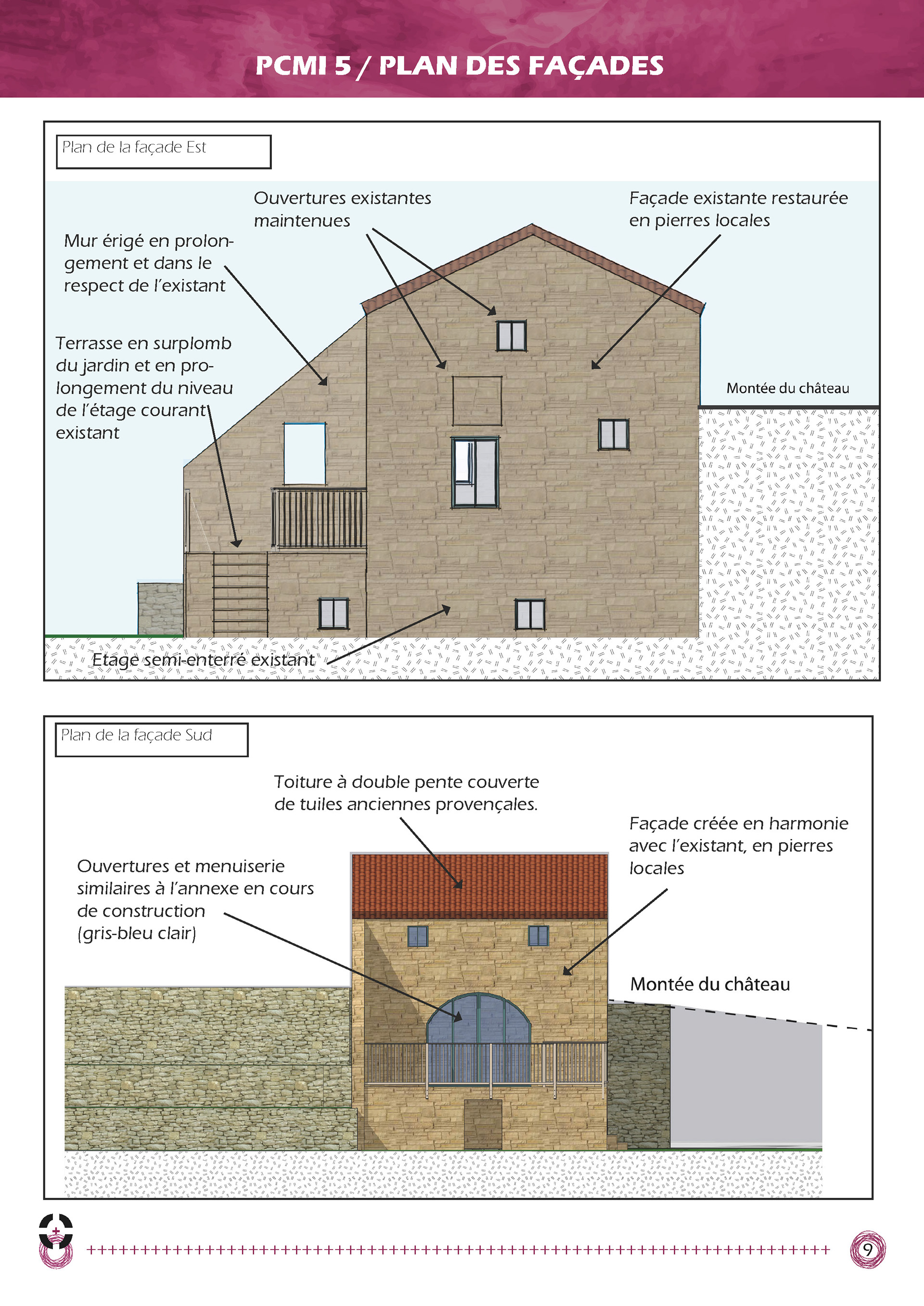 Plan des façades projetées