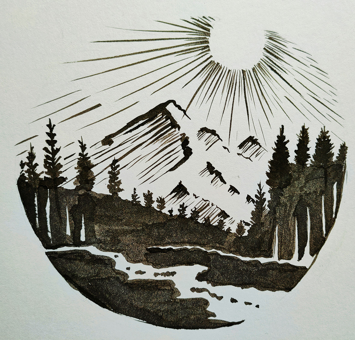 Paysage à l'encre de Chine