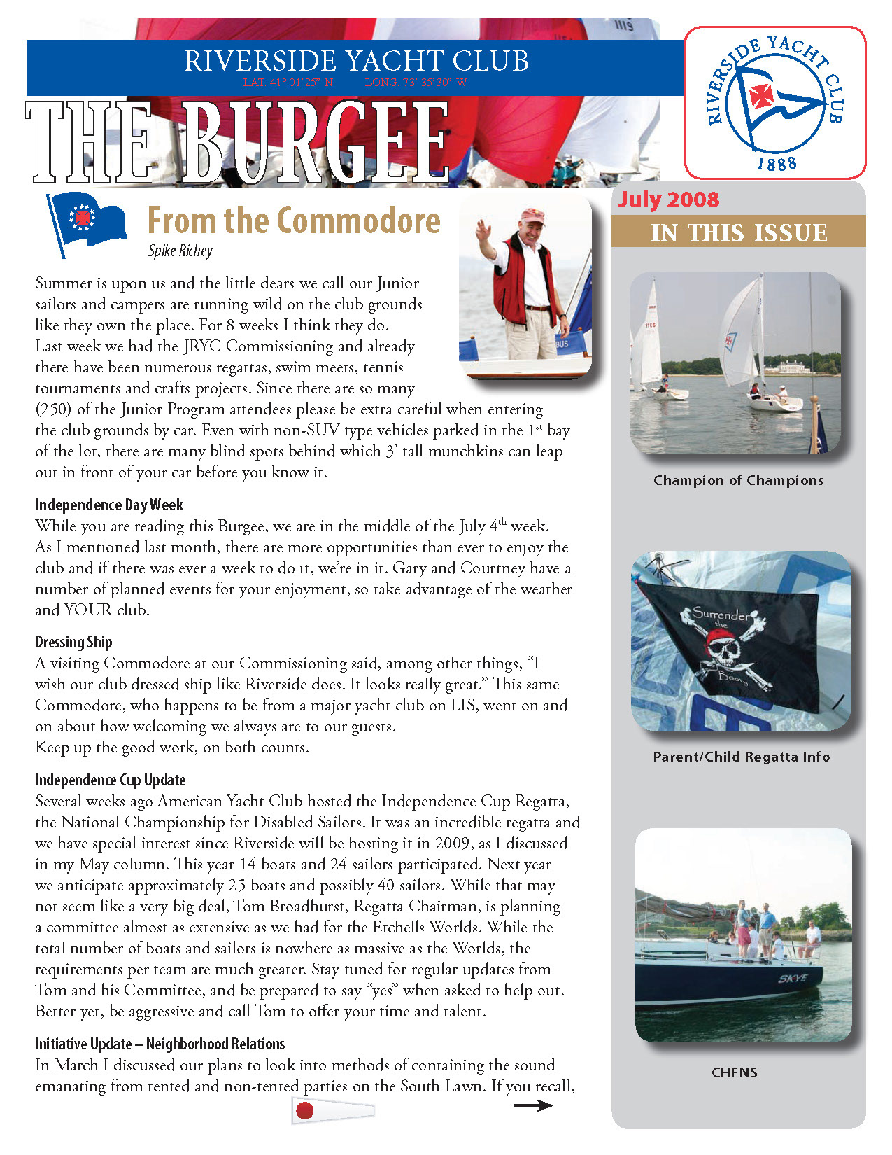 Yacht Club newsletter design and production
