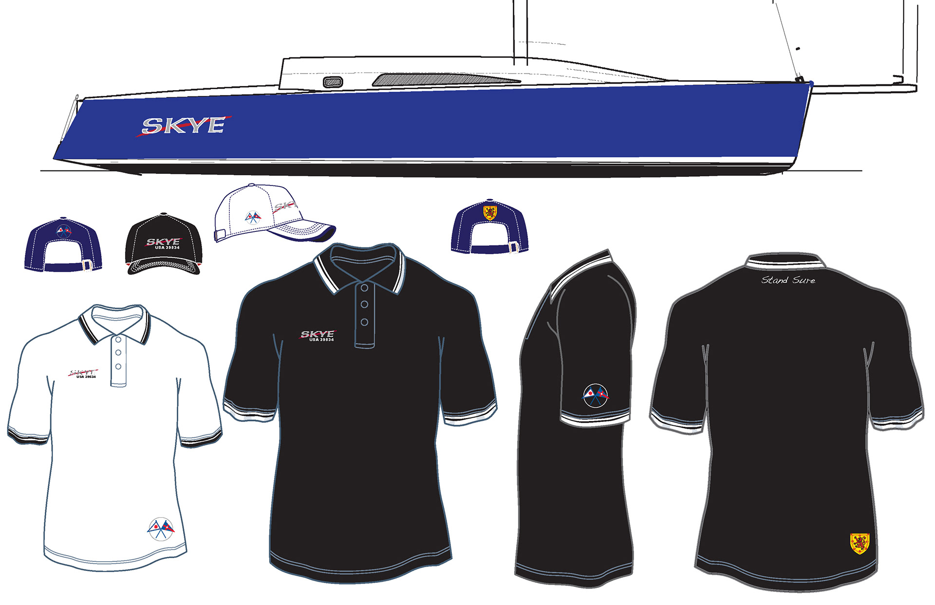 Boat name graphics and apparel