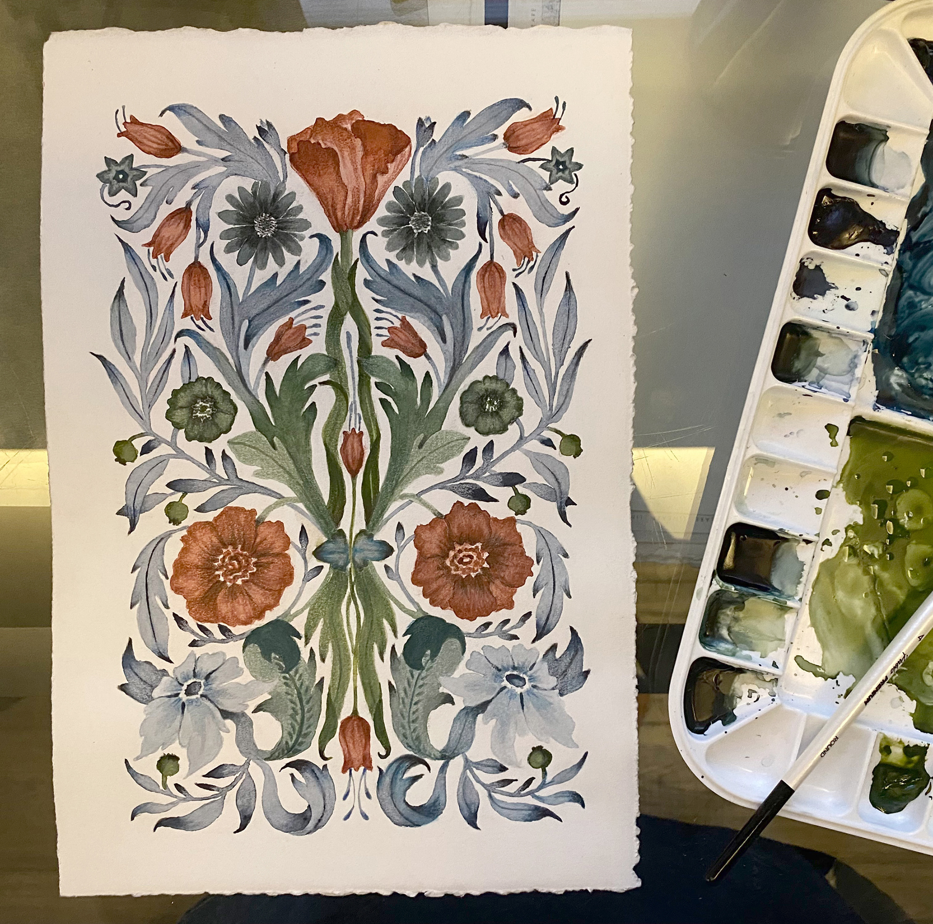 "Morris Floris" 2023 - Watercolor artwork inspired by William Morris