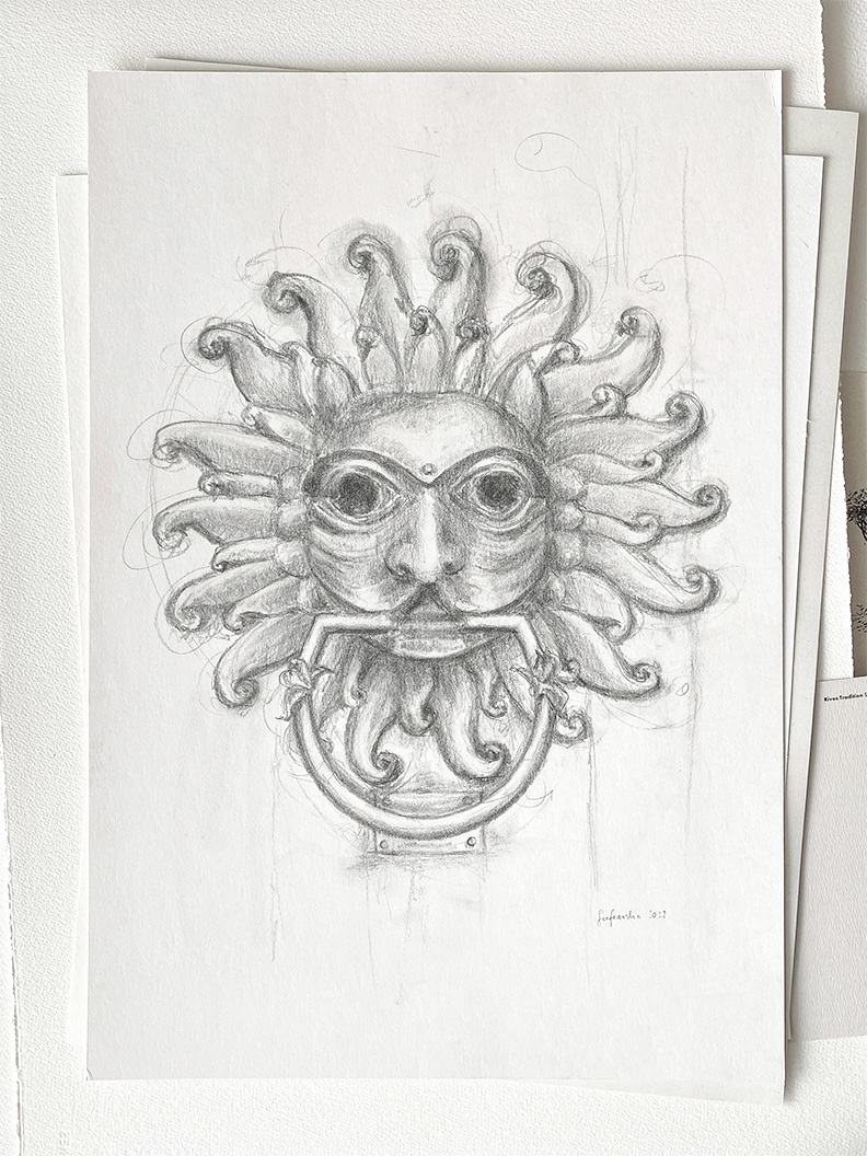 "Knock knock" 2022 - pencil on thick paper