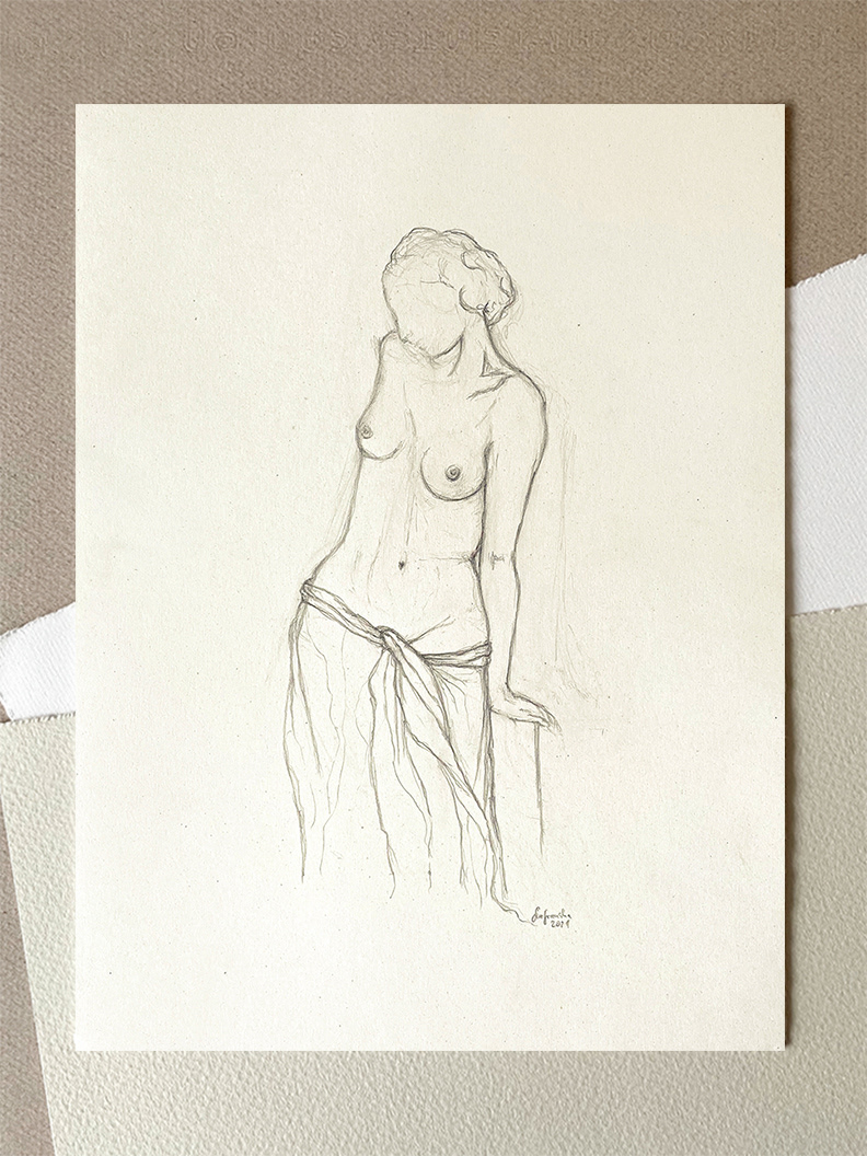 "Tranquility" 2021 - pencil on ivory art paper
