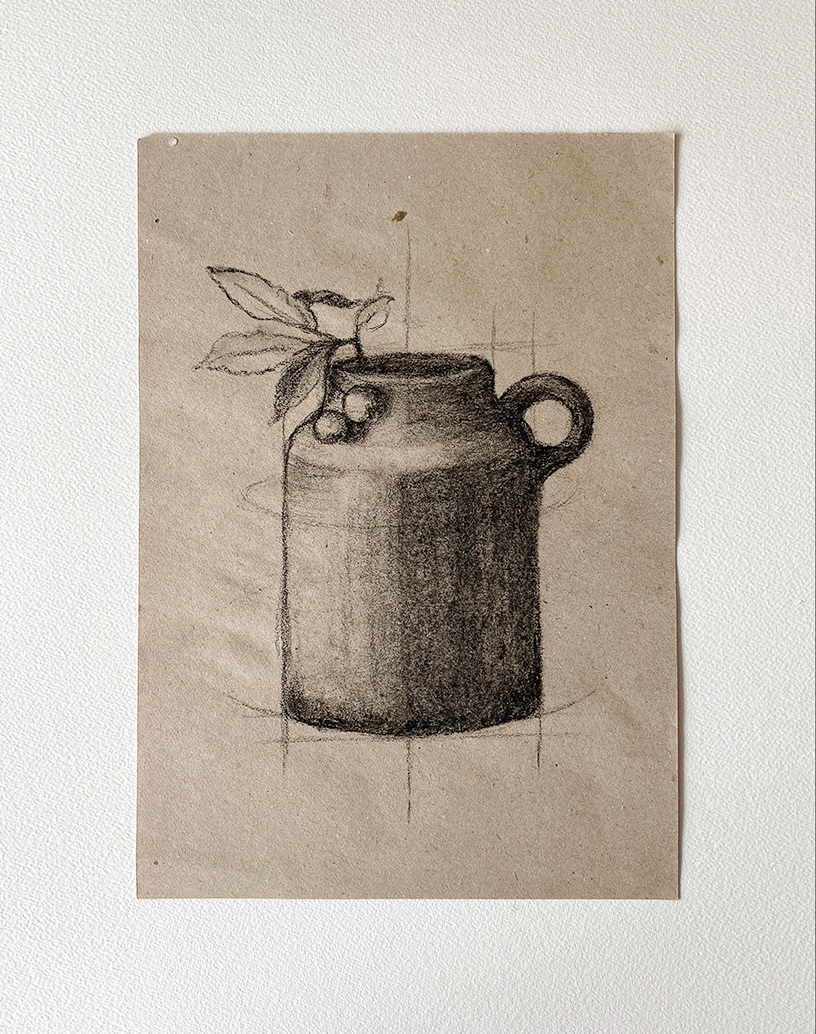 "Jug I" 2022 - charcoal on eco paper
