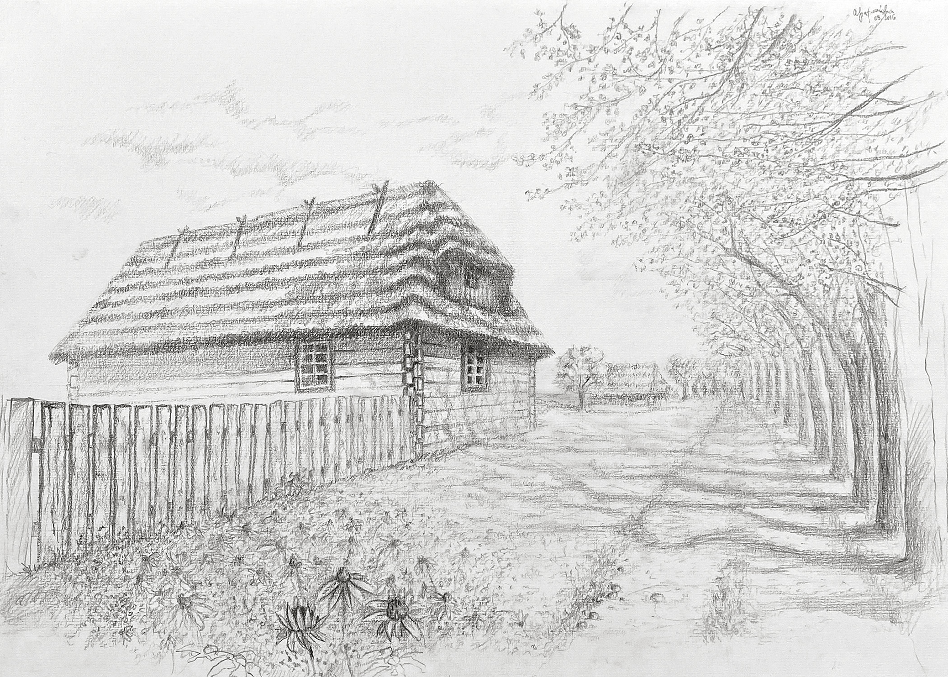 'Old village' pencil on paper _ 2016 _ 45x32 cm