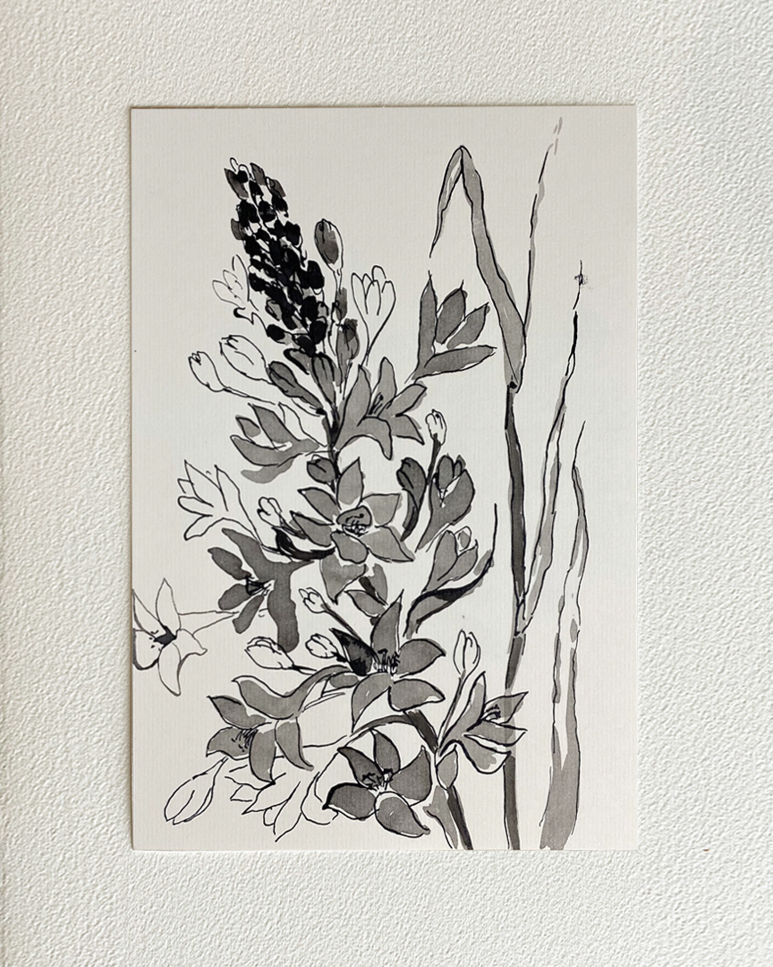 "Flori III" 2022 - black ink on textured paper