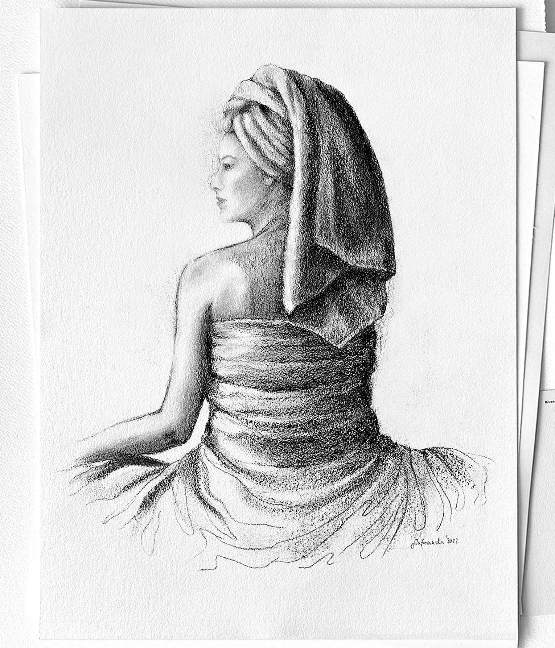 'Long day' charcoal on paper _ 2022 _ 32x42 cm