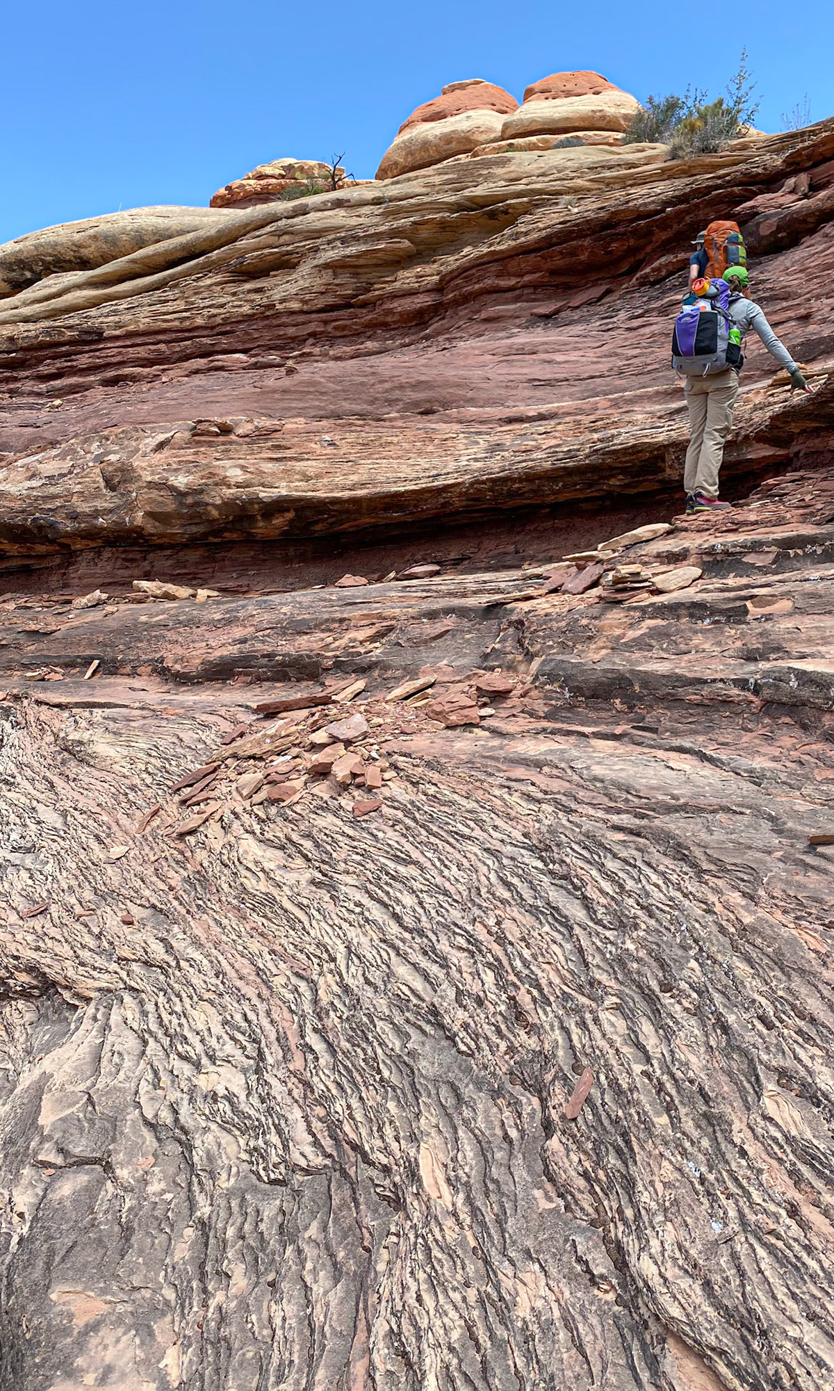 Climbing out of Shot Canyon