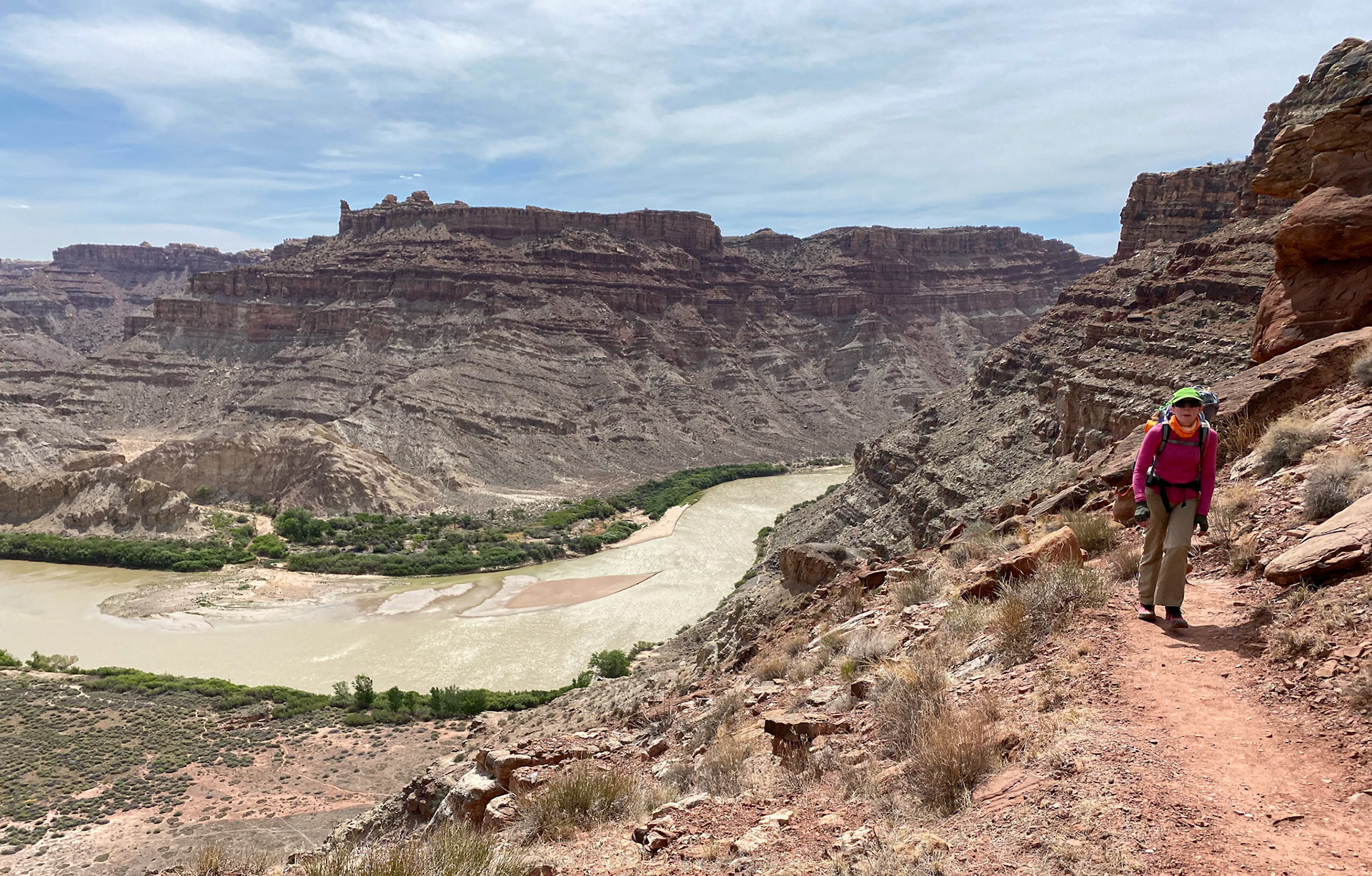 Hiking the 1,000 feet up from Spanish Bottom