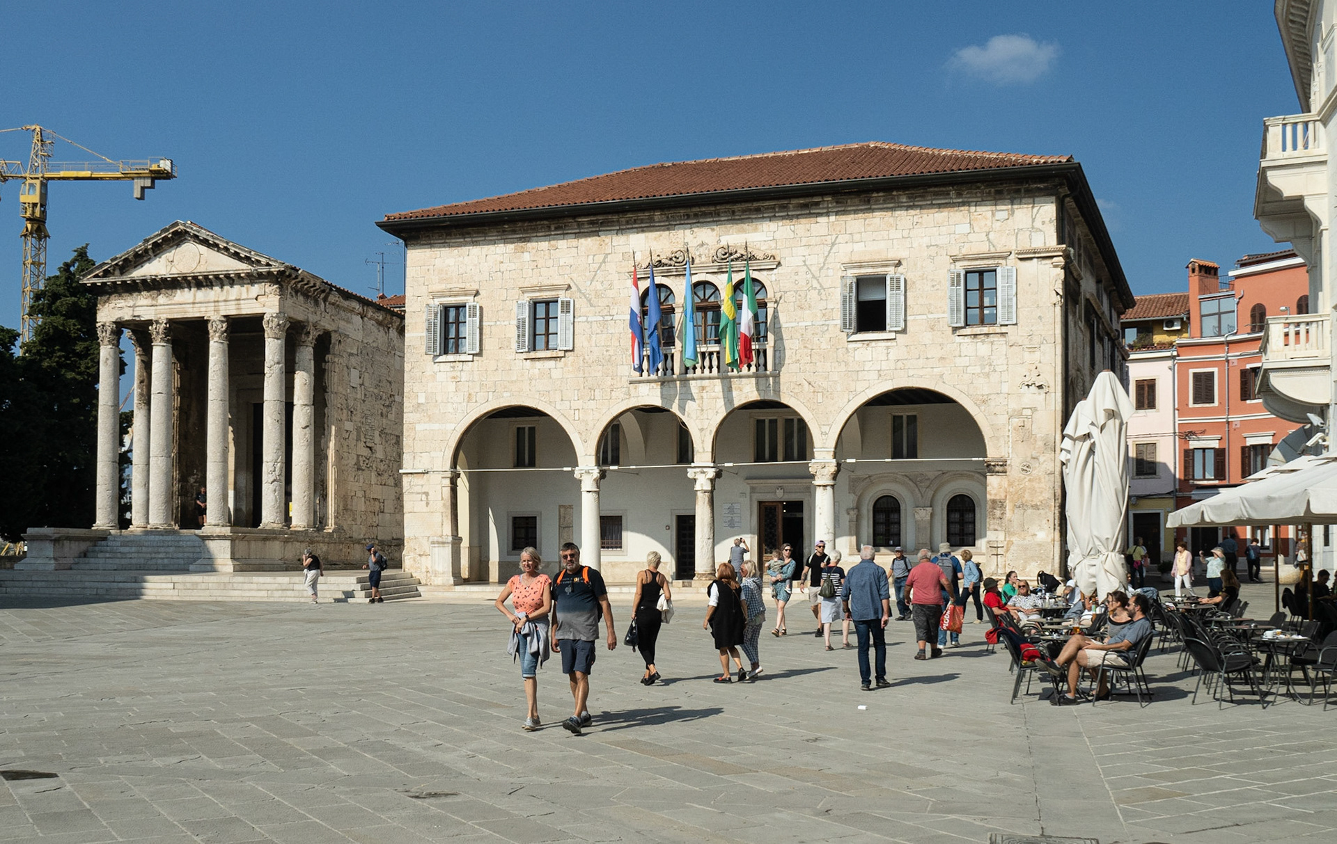 Forum Square with the Temple of Augustus and the Town Hall, Pula