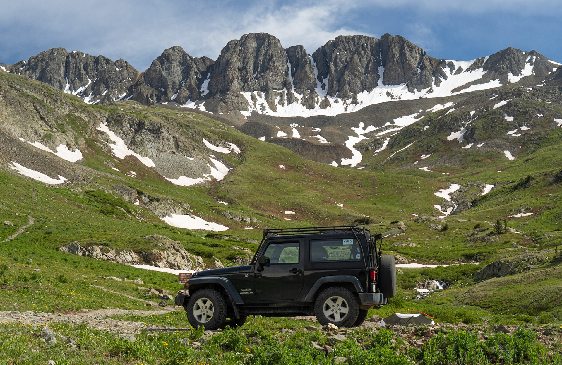 Jeep in American Basin (Handies Peak)