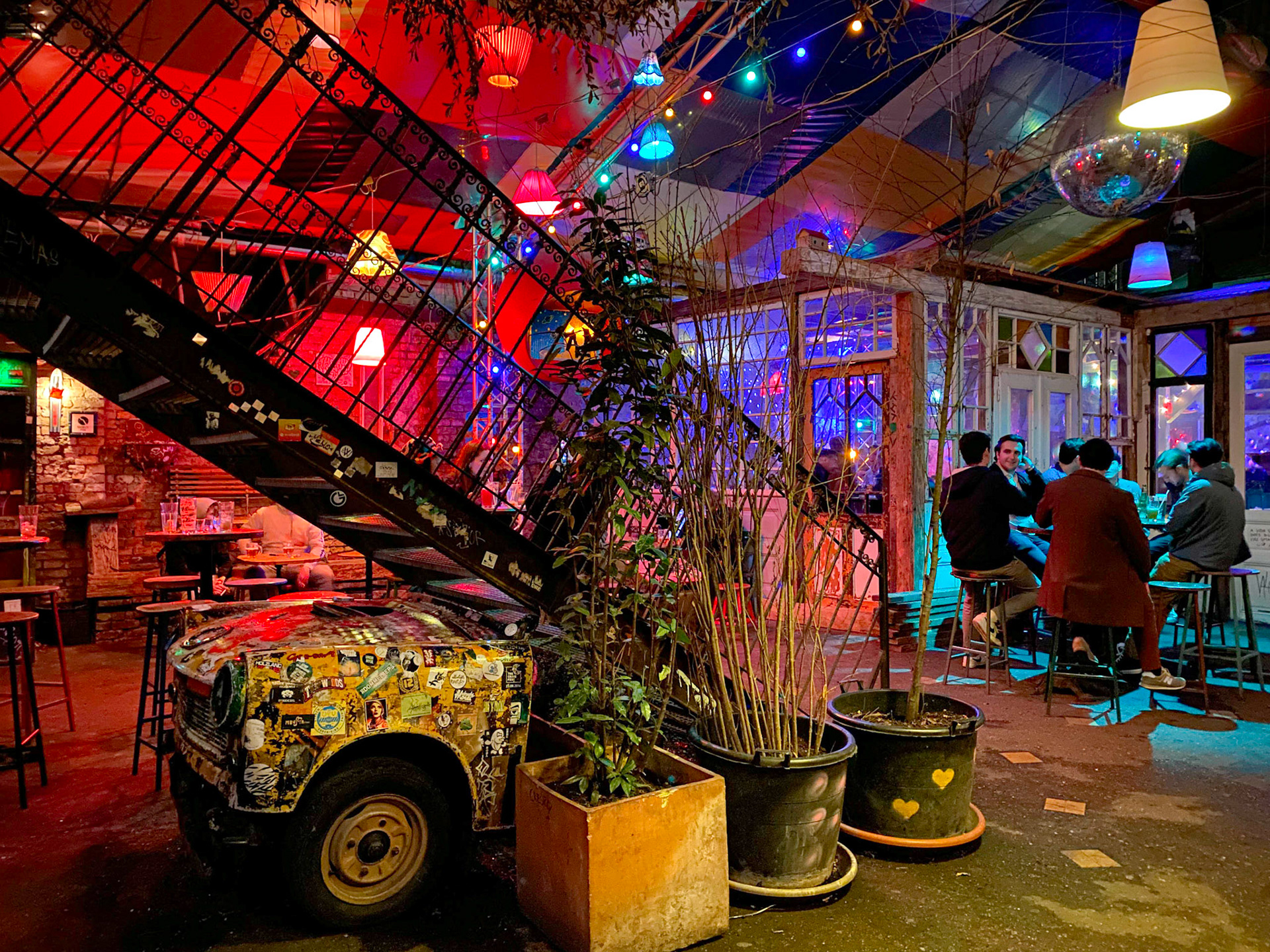 Inside Szimpla Kert, a Budapest Ruin Bar
