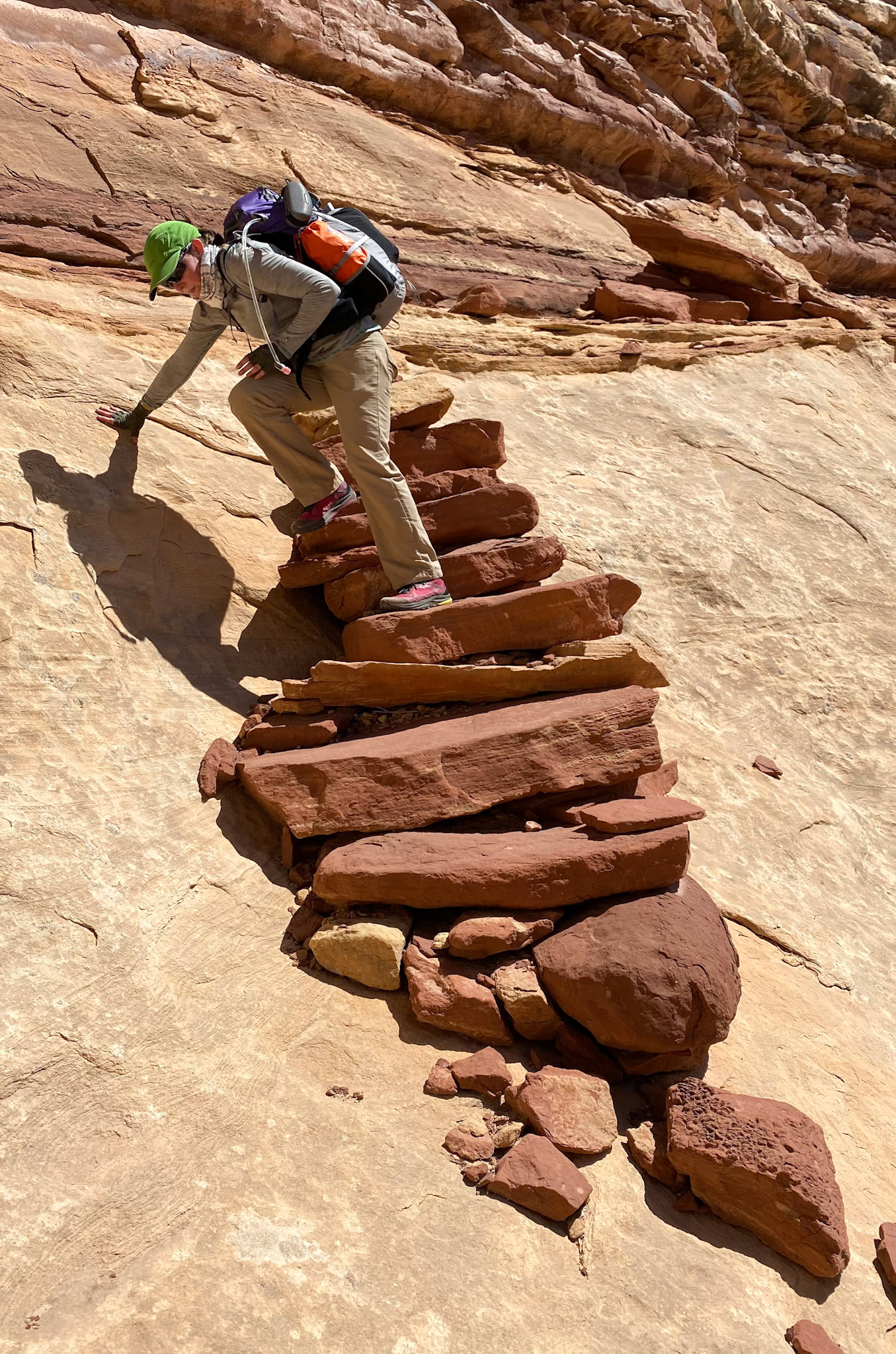H on Shot Canyon stairs
