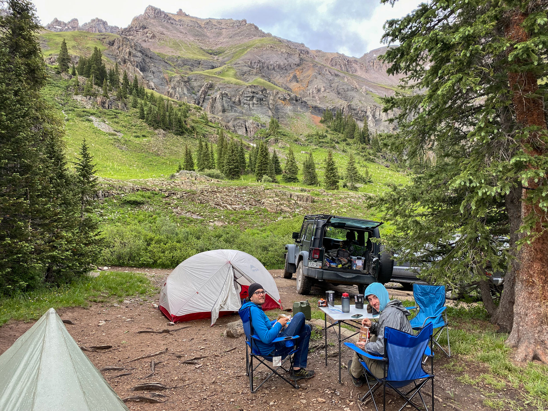 Mike &amp; Connor at our Yankee Boy Basin Campsite (Mt Sneffels)