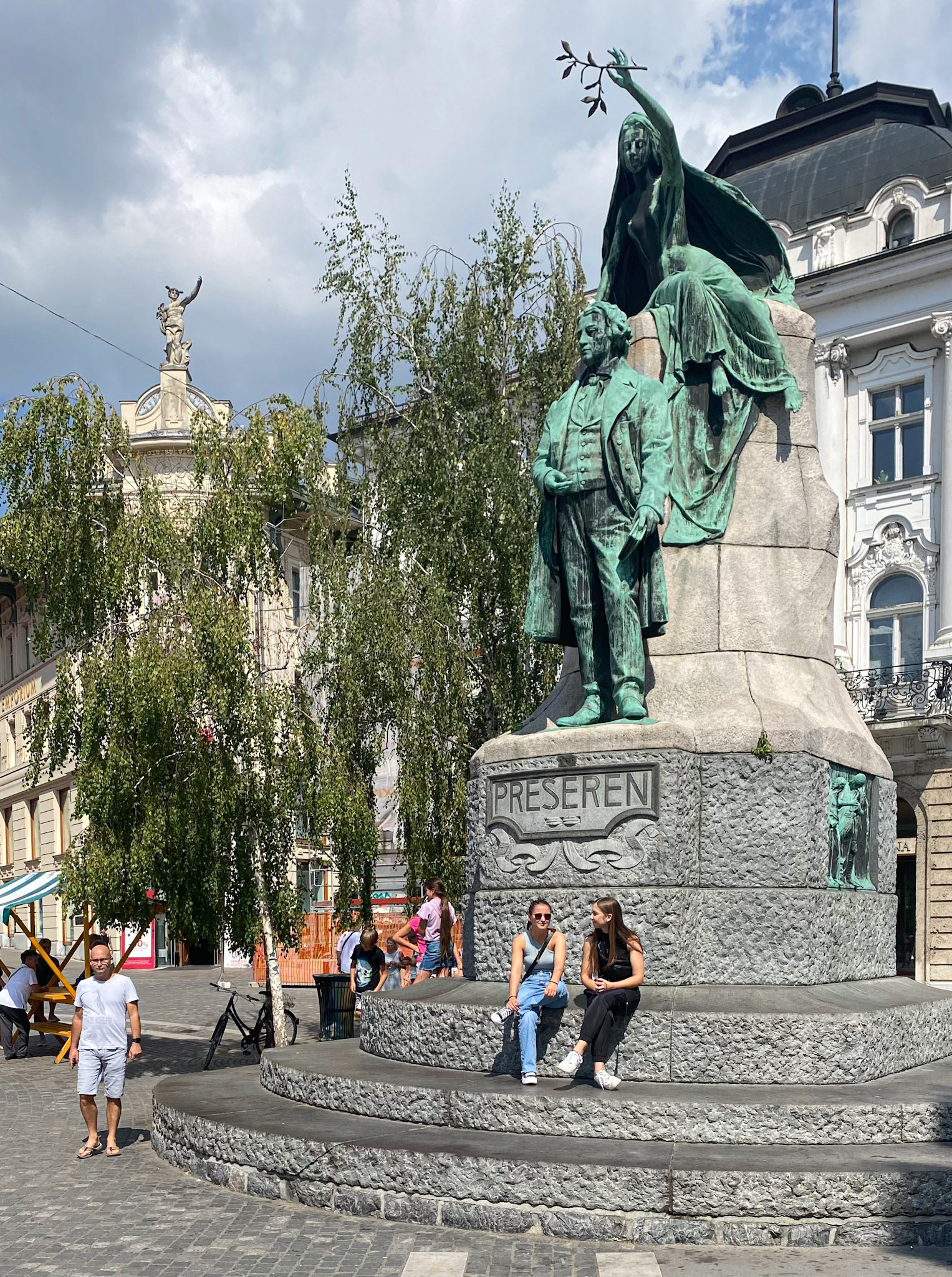 Statue of Preseren, National Poet of Slovenia in Lubljana