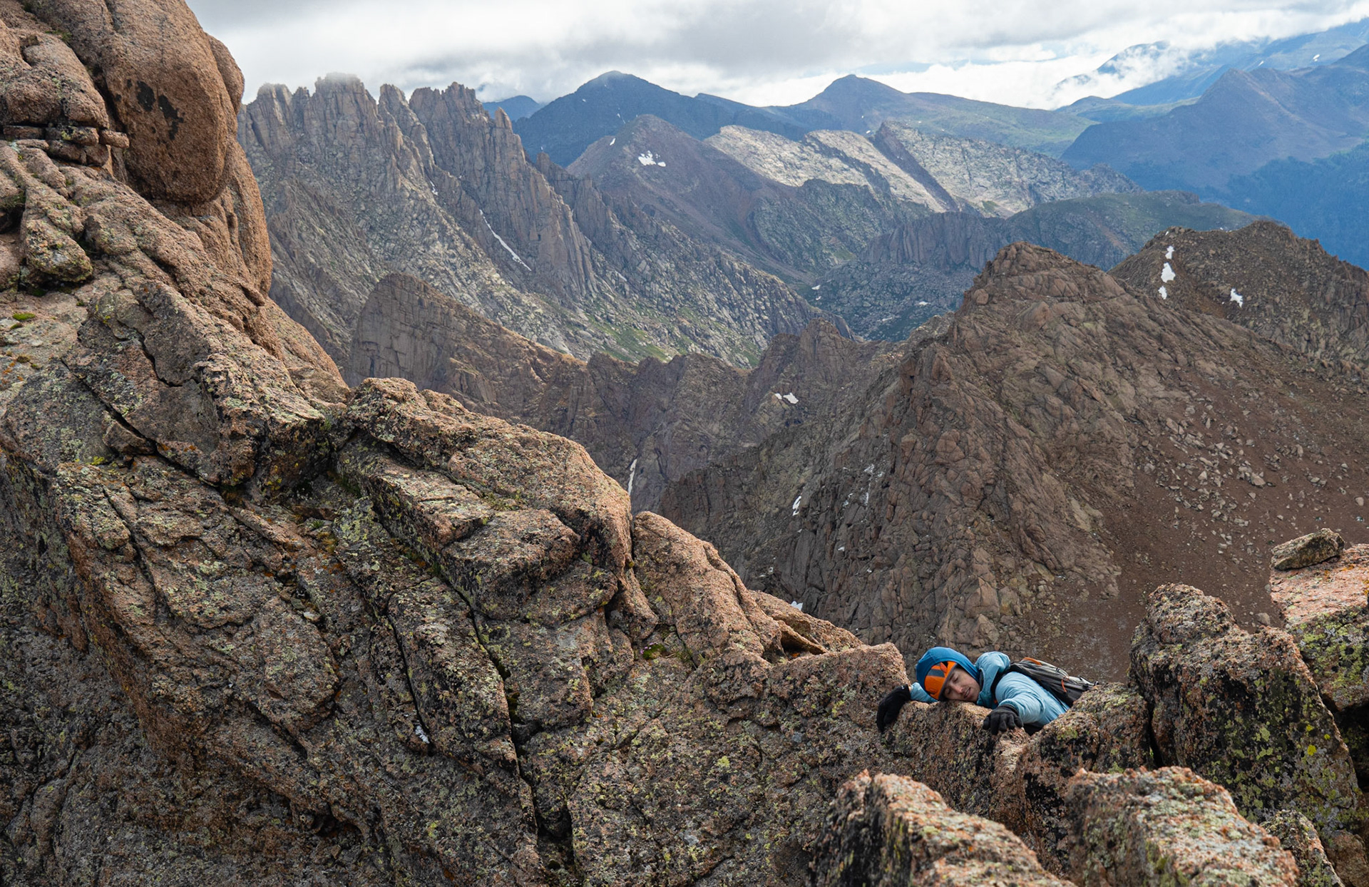 Connor Taking a Break on the Catwalk (Mt Eolus)