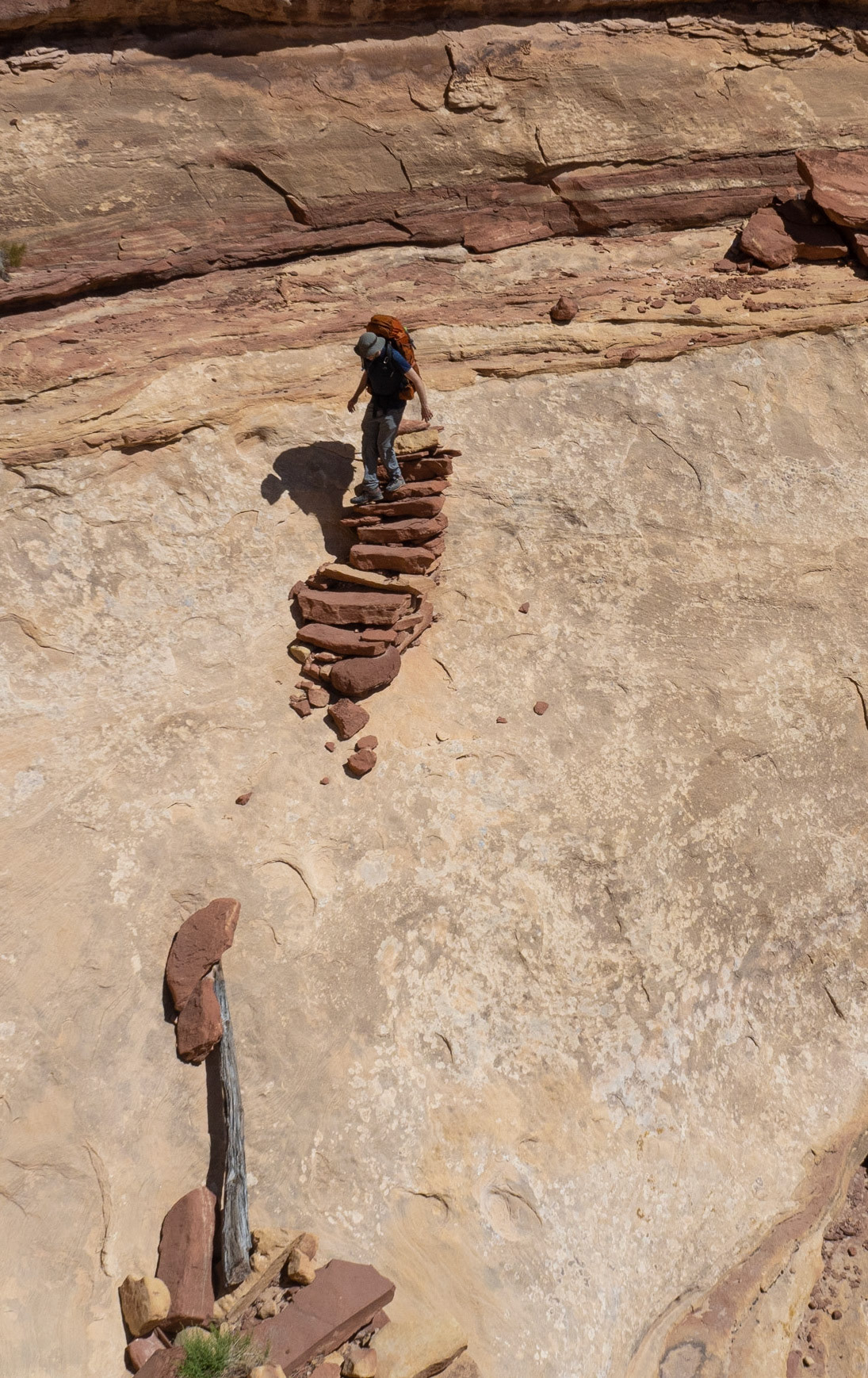 Mike going down Shot Canyon stairs