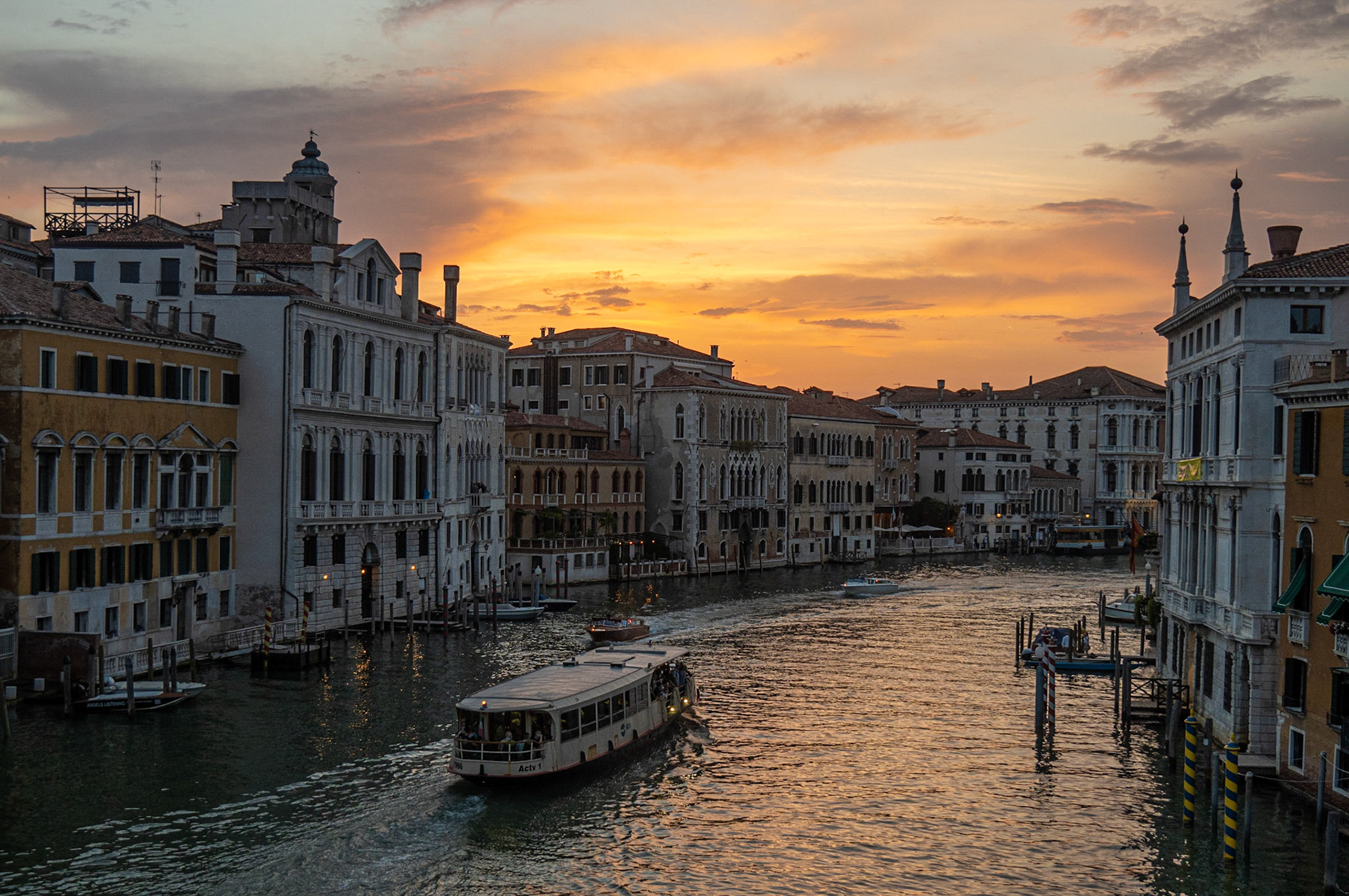 Sunset on the Grand Canal from the Accademia Bridge