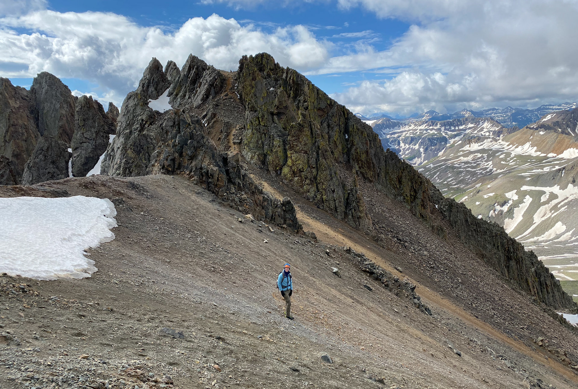 Connor Starting down the Scree (Mt Sneffels)