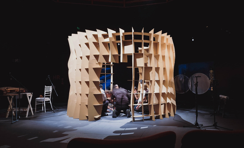 tati architects hong kong hkapa soundscape performance music immersive installation waffle corrugated cardboard