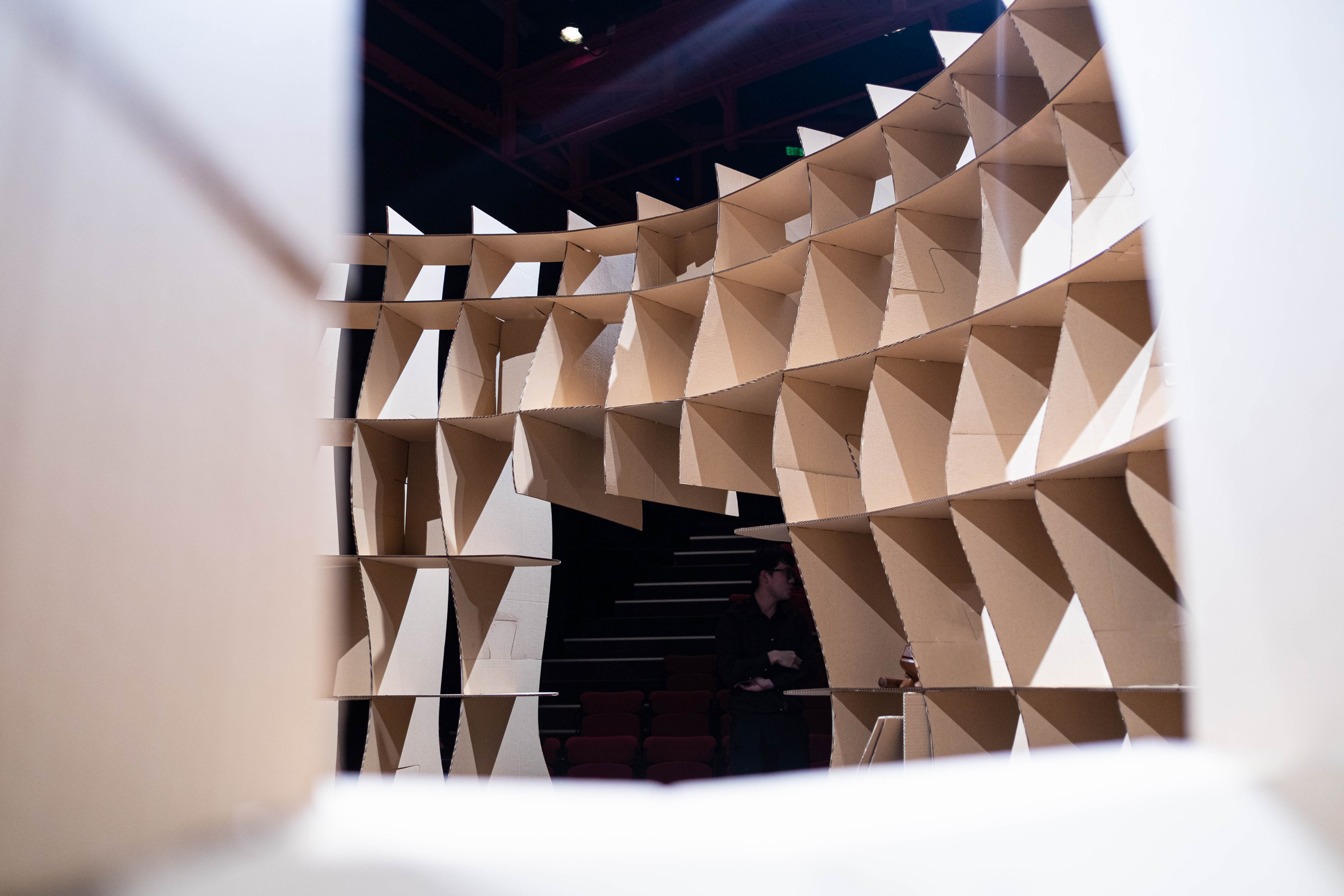 tati architects hong kong hkapa soundscape performance music immersive installation waffle corrugated cardboard
