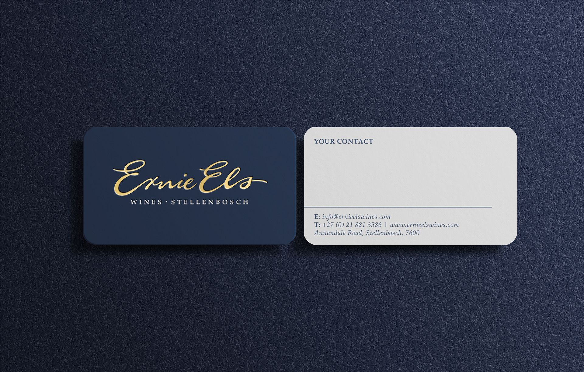 Ernie Els business card design with debossed gold foil
