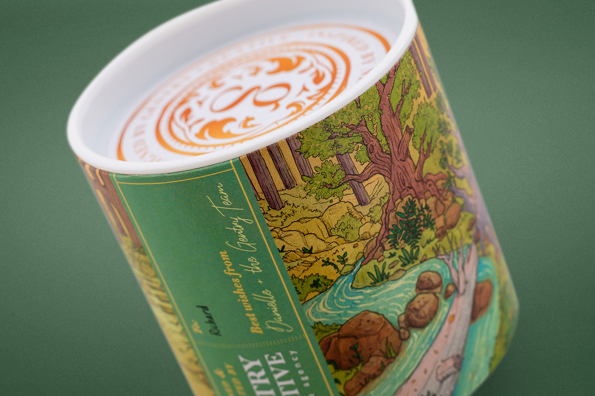 Gentry Creative illustrated tube packaging design for client gift