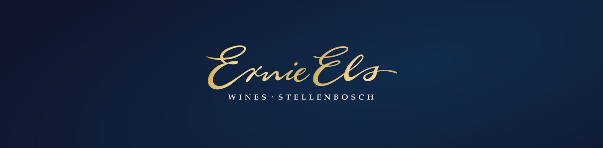 Ernie Els gold logo on blue background