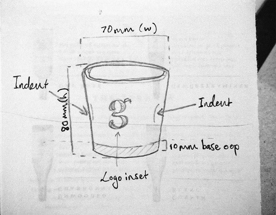 Gentry Creative ceramic cup rough sketch