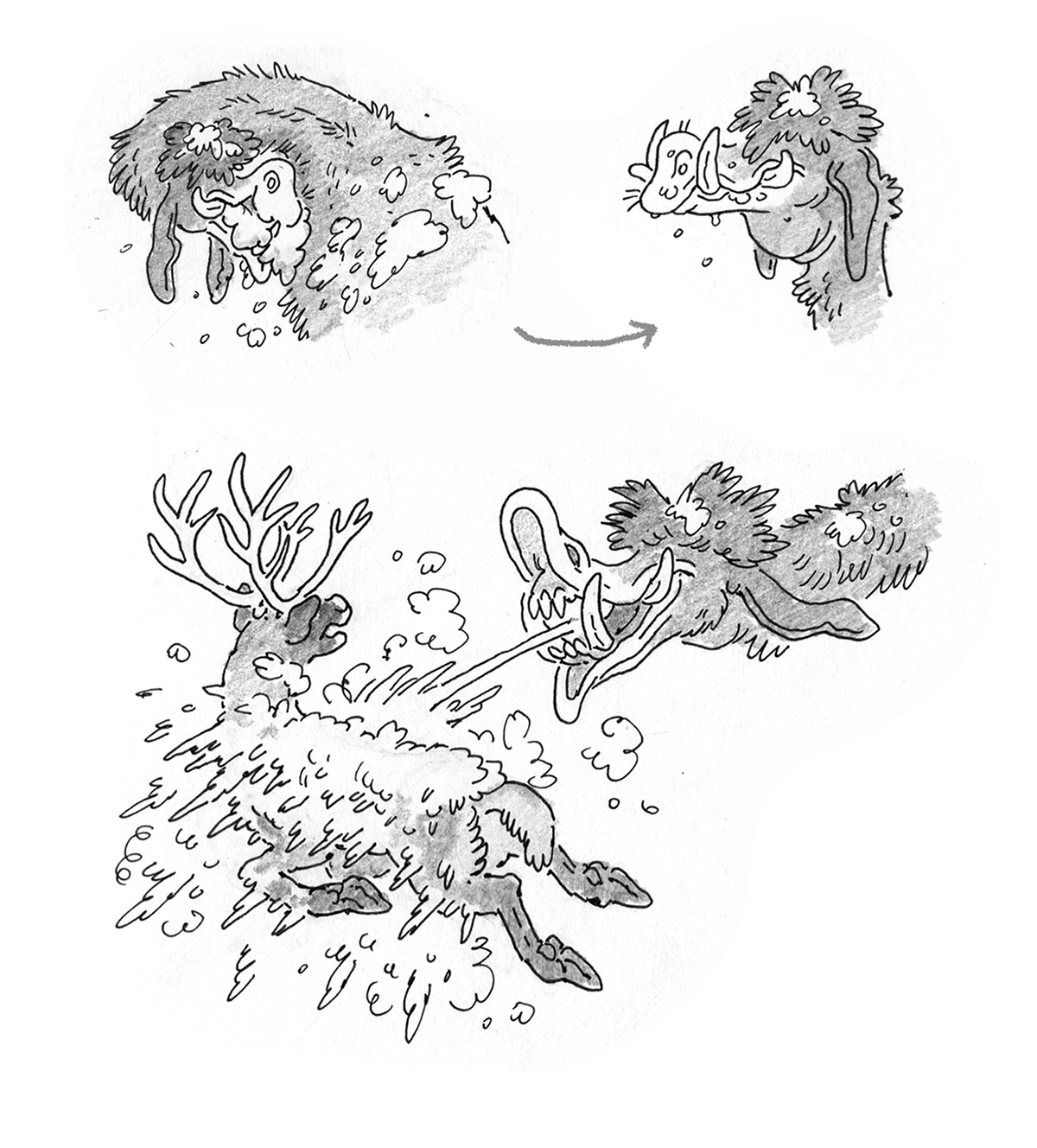 White Dragon Freezing Reindeer