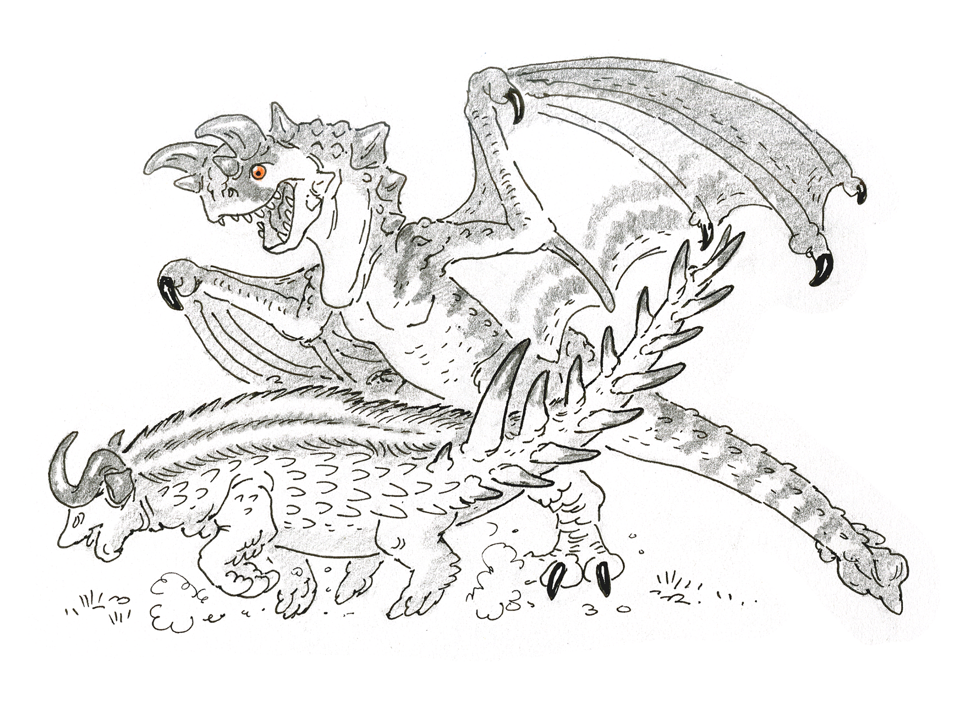 Plains Wyvern and Catoblepas