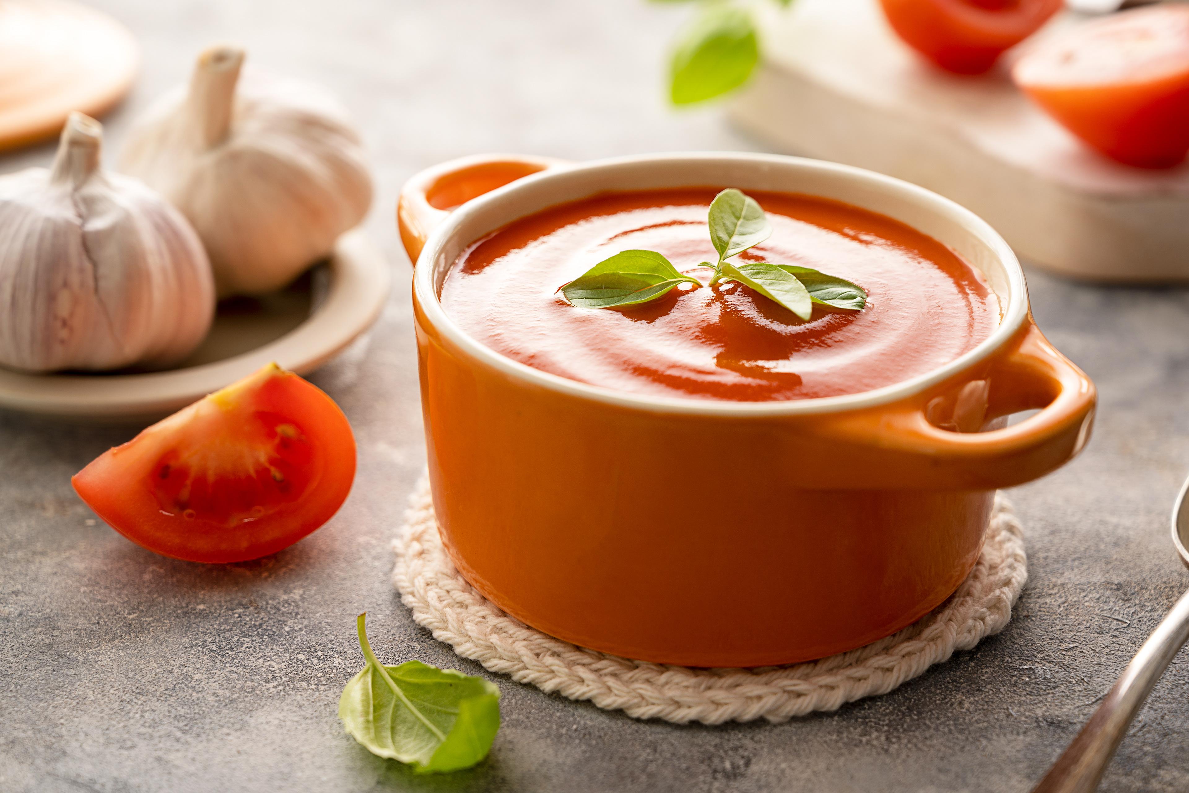 Tomato creamy soup food photography by Inga Zaiat