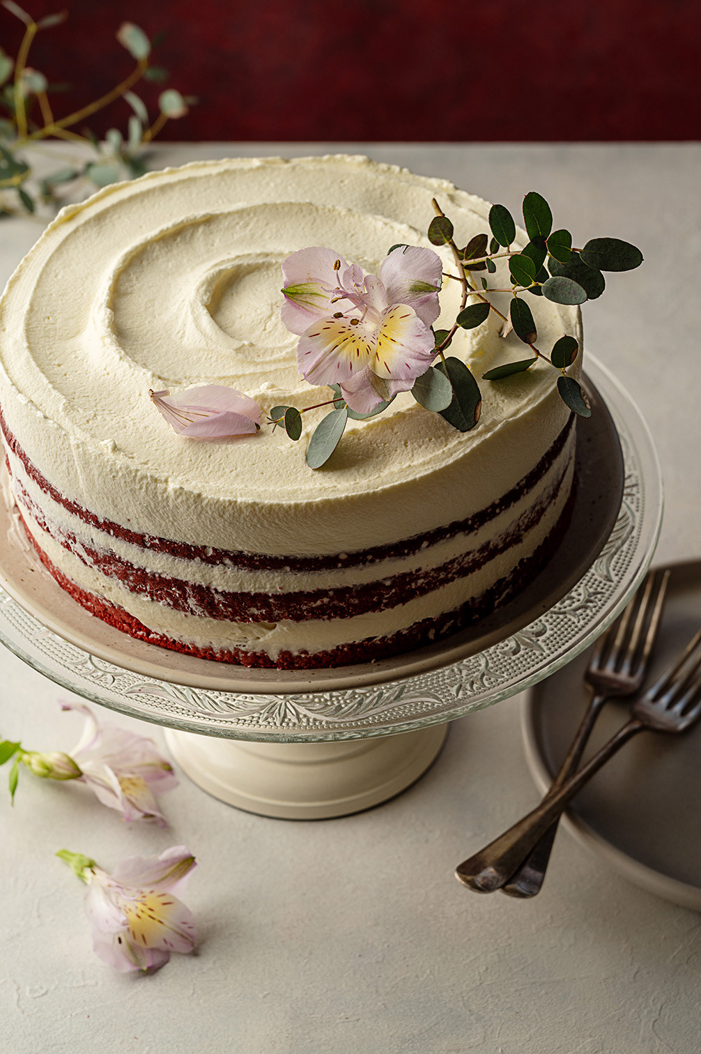 Red velvet cake photography by Inga Zaiat