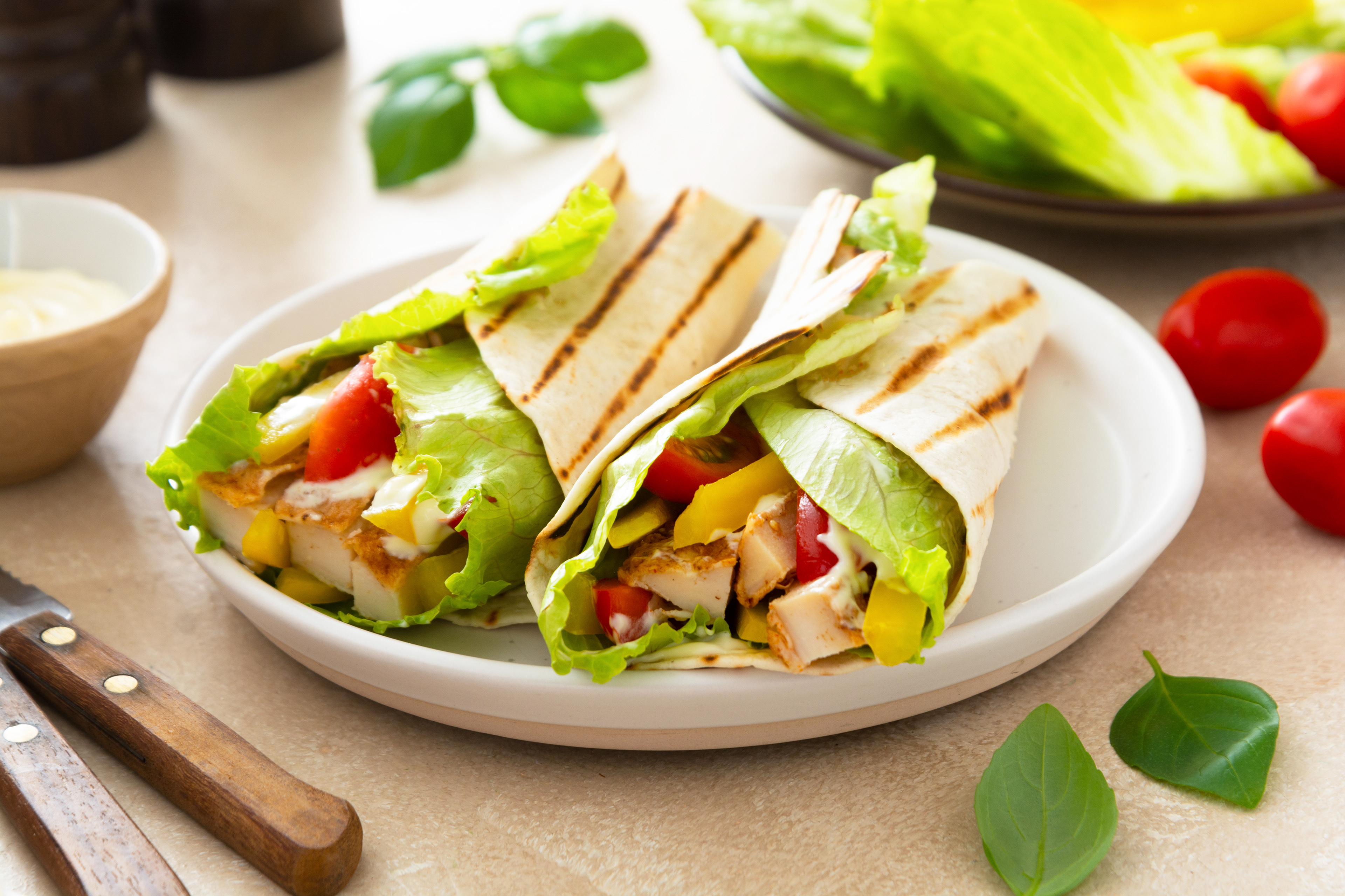 Chicken wraps, food photography by Inga Zaiat