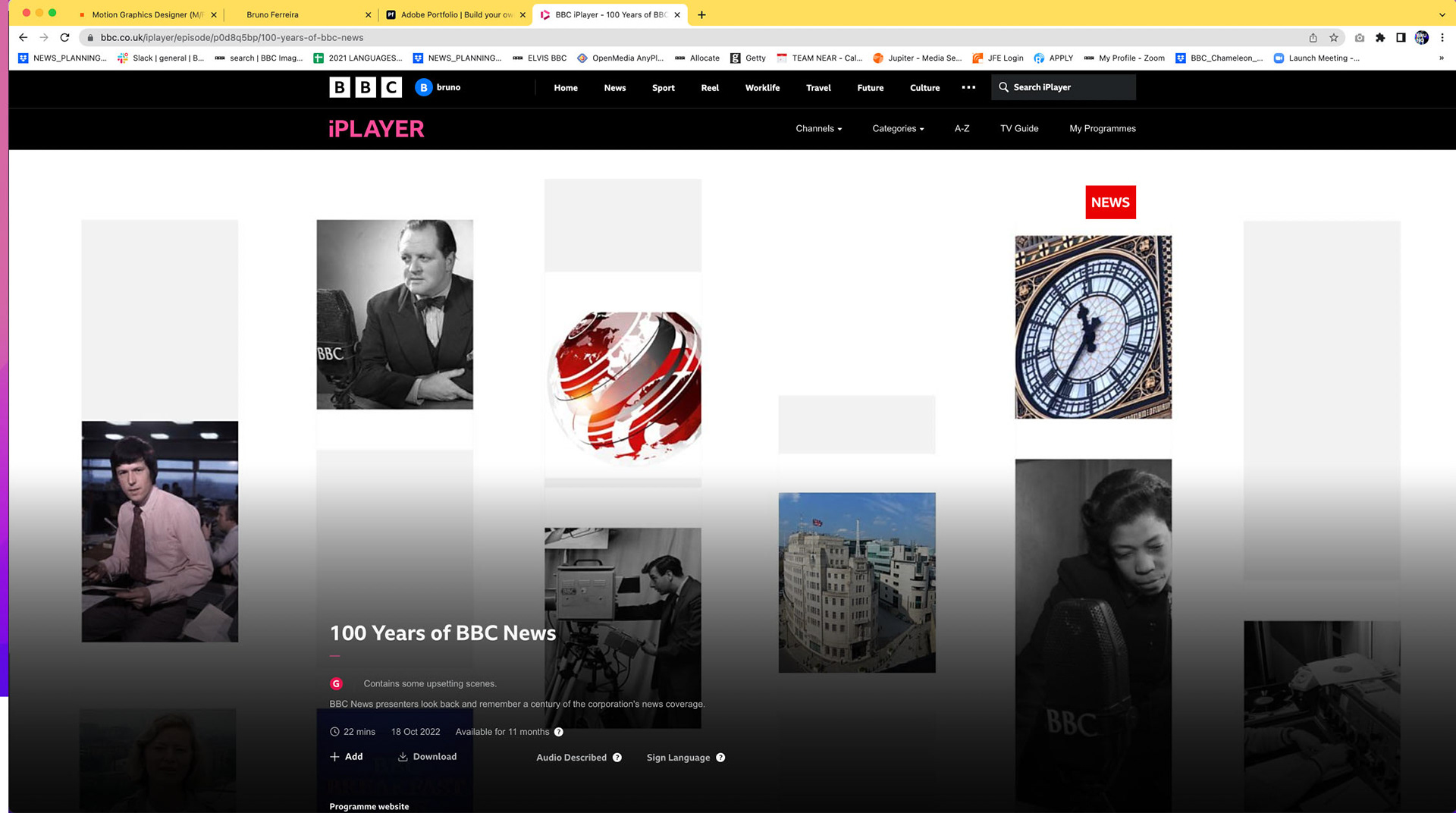 desktop iplayer showing postcard
