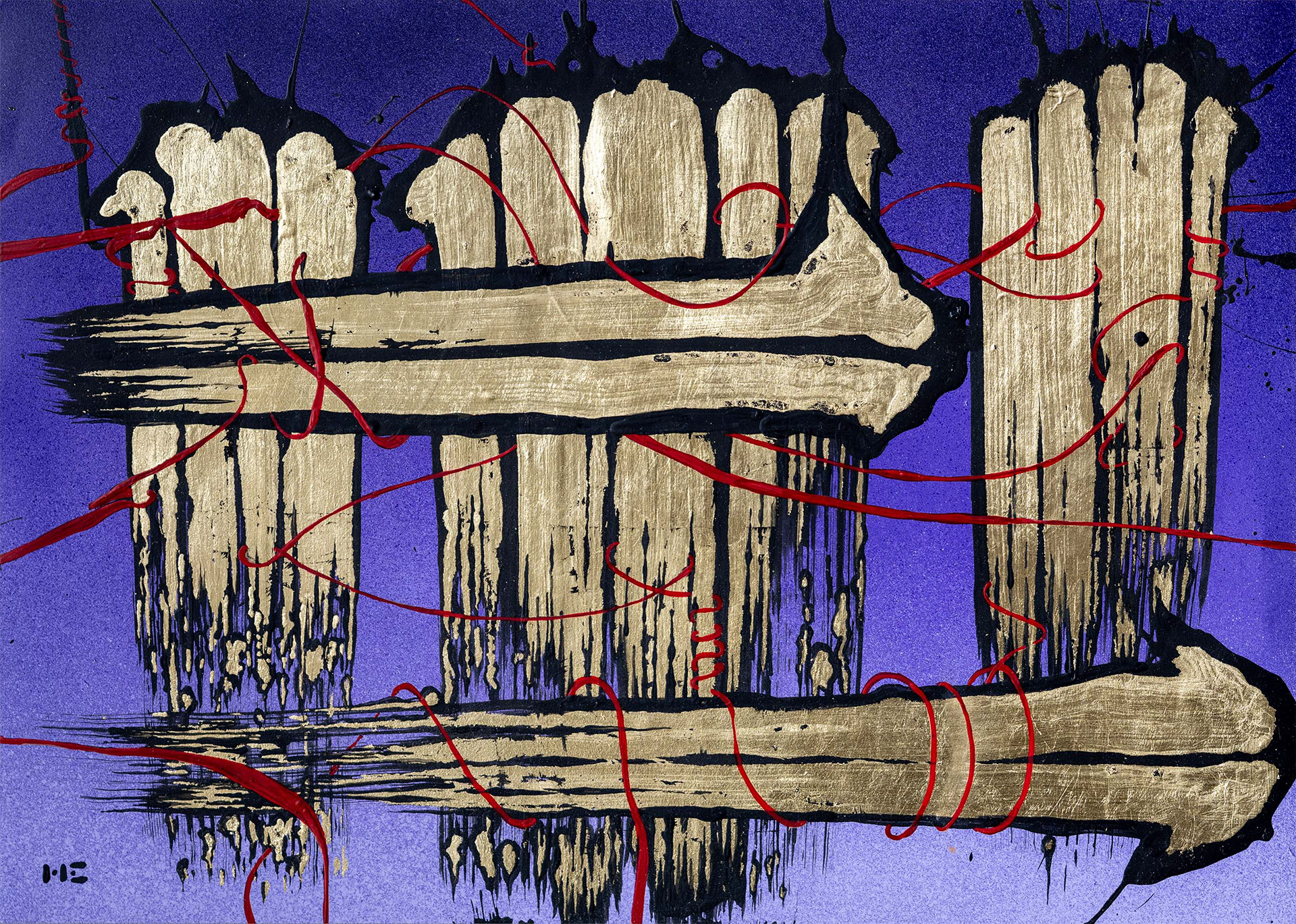 'Brushstrokes no.13' - Spray paint and acrylics on stone paper, 41x30 cm